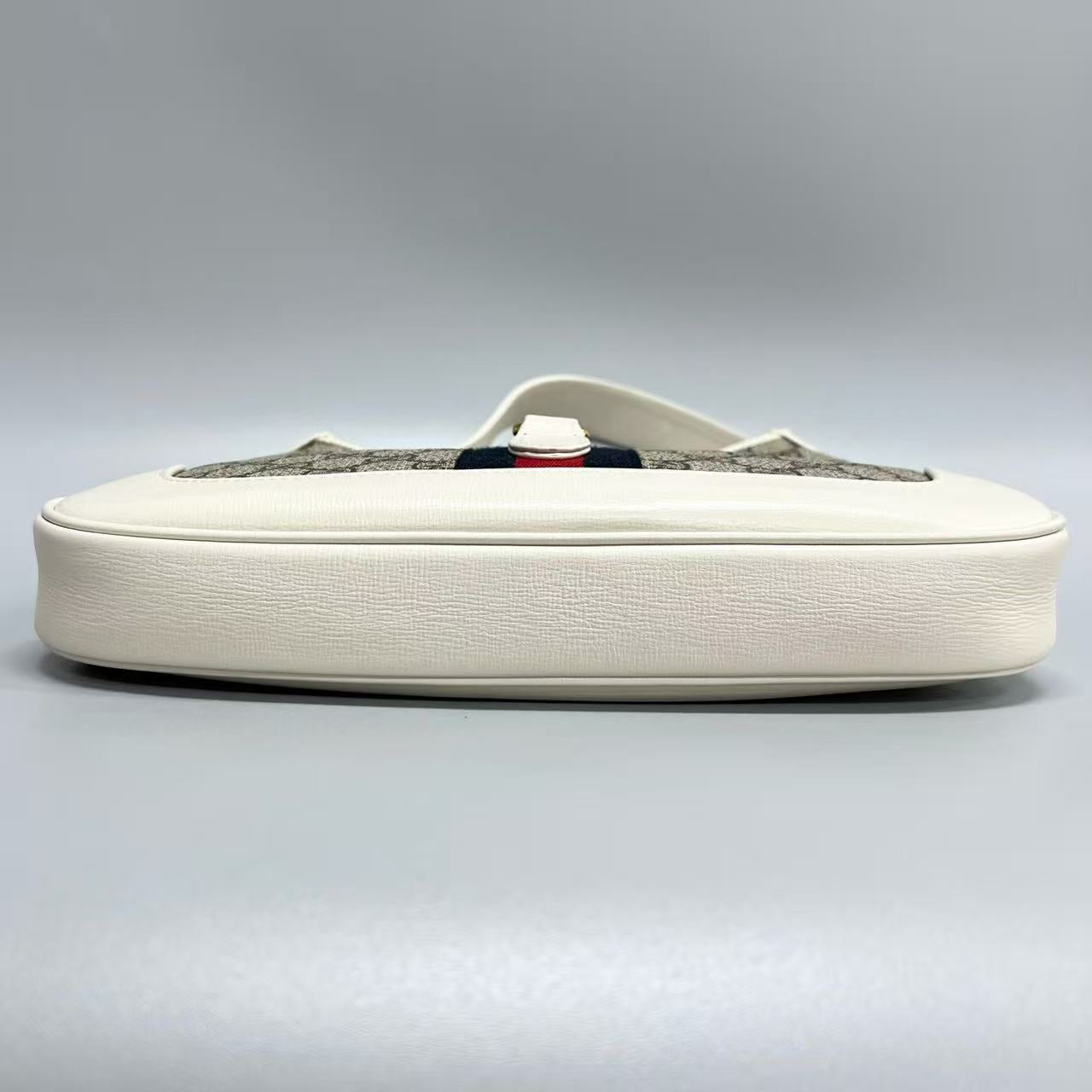 Gucci - Jackie 1961 - GG Supreme canvas with leather trim - Beige and White with Red and Blue Web - (Medium)
