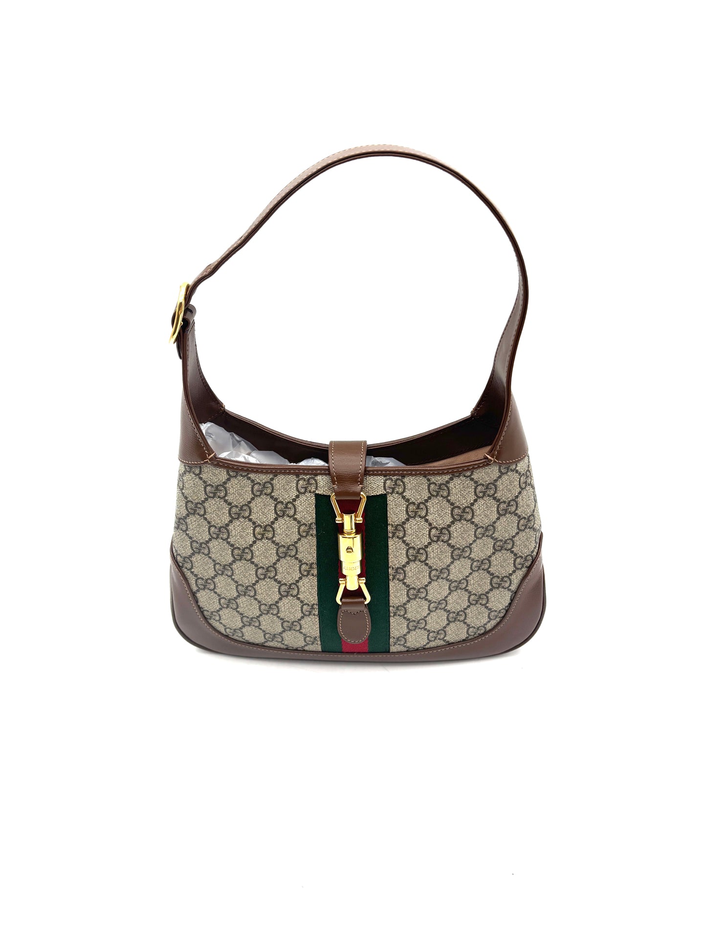Gucci - Jackie 1961 - GG Supreme canvas with leather trim - Ebony and Brown - (small)