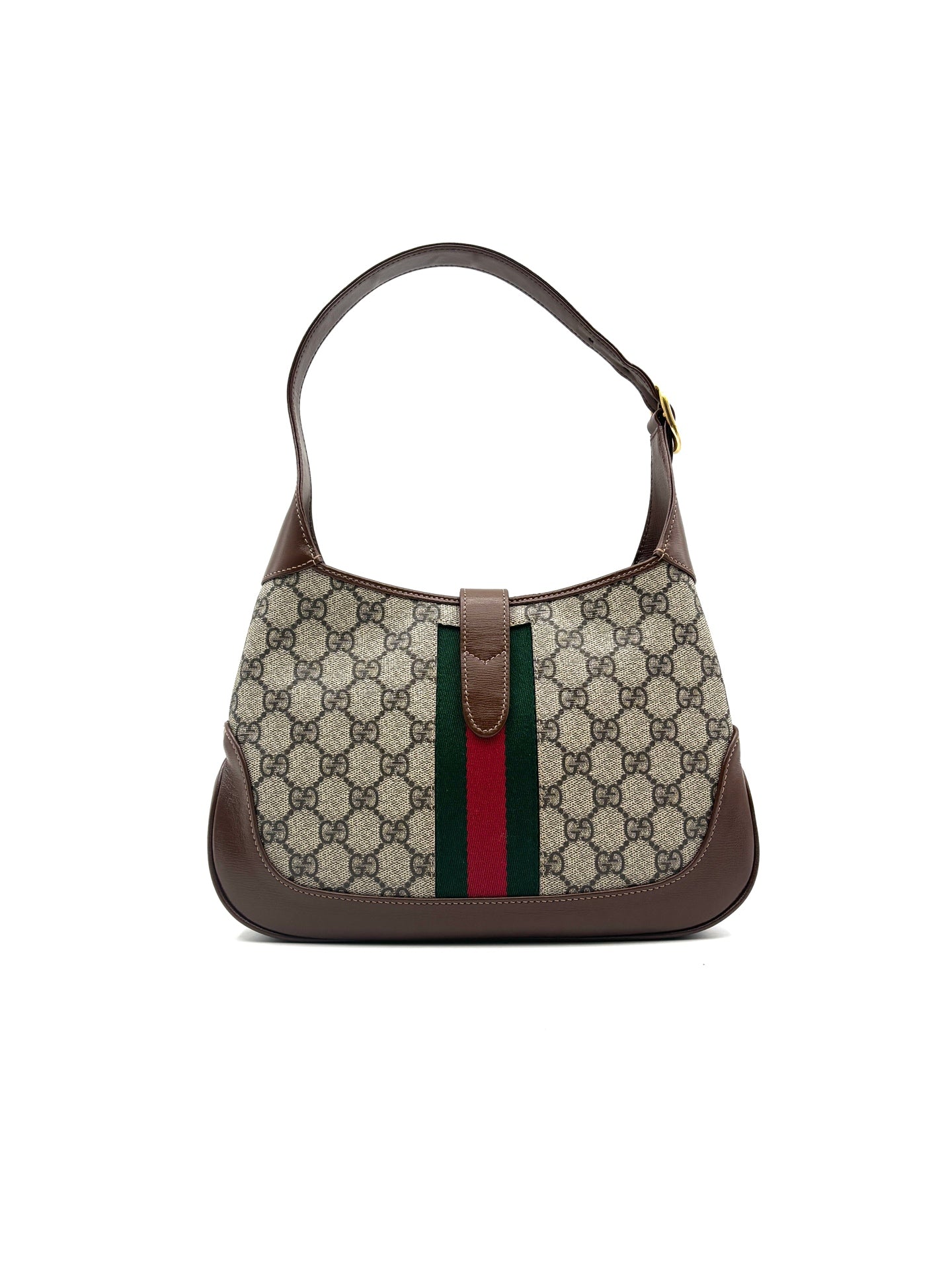 Gucci - Jackie 1961 - GG Supreme canvas with leather trim - Ebony and Brown - (small)