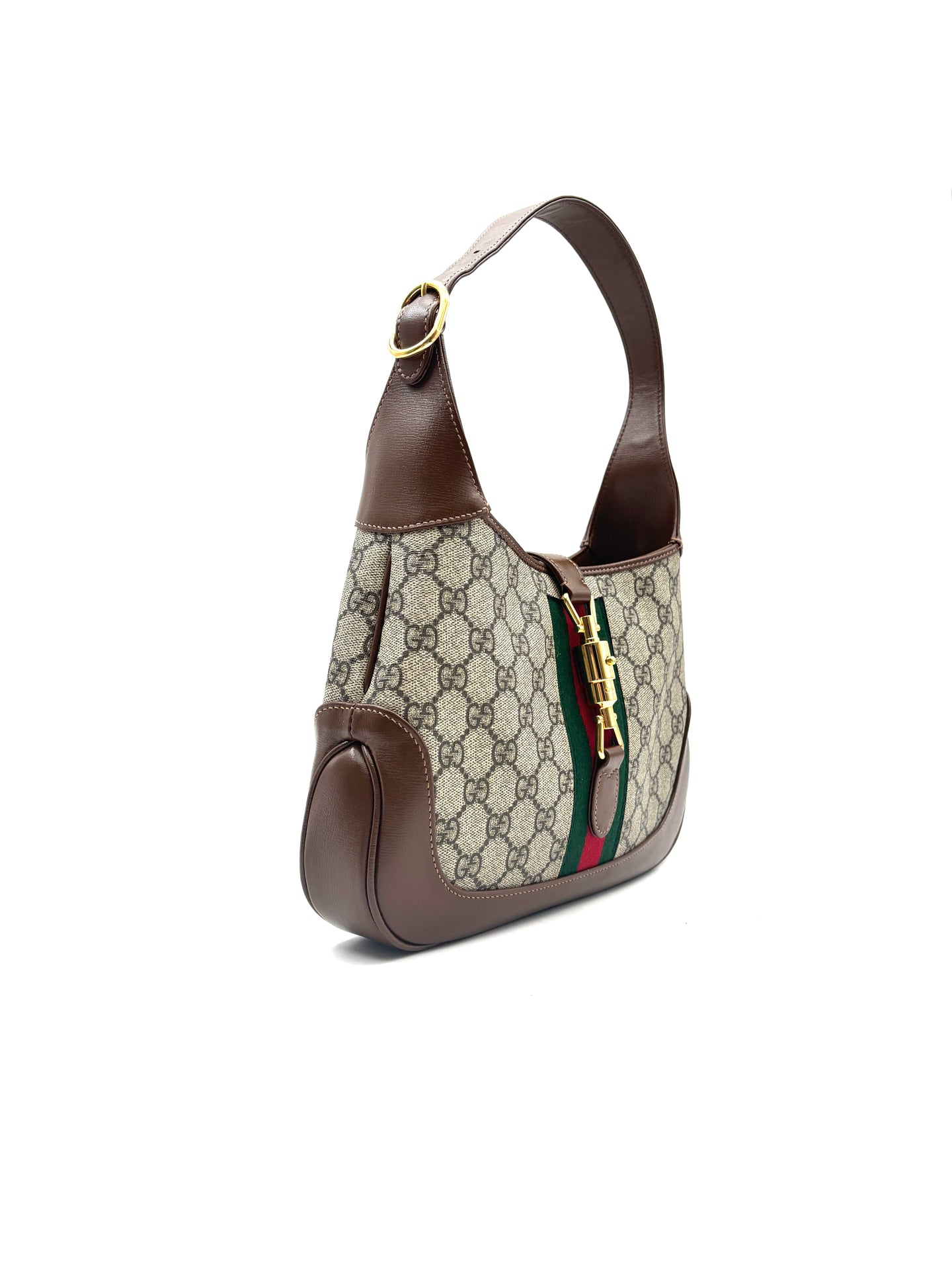 Gucci - Jackie 1961 - GG Supreme canvas with leather trim - Ebony and Brown - (small)