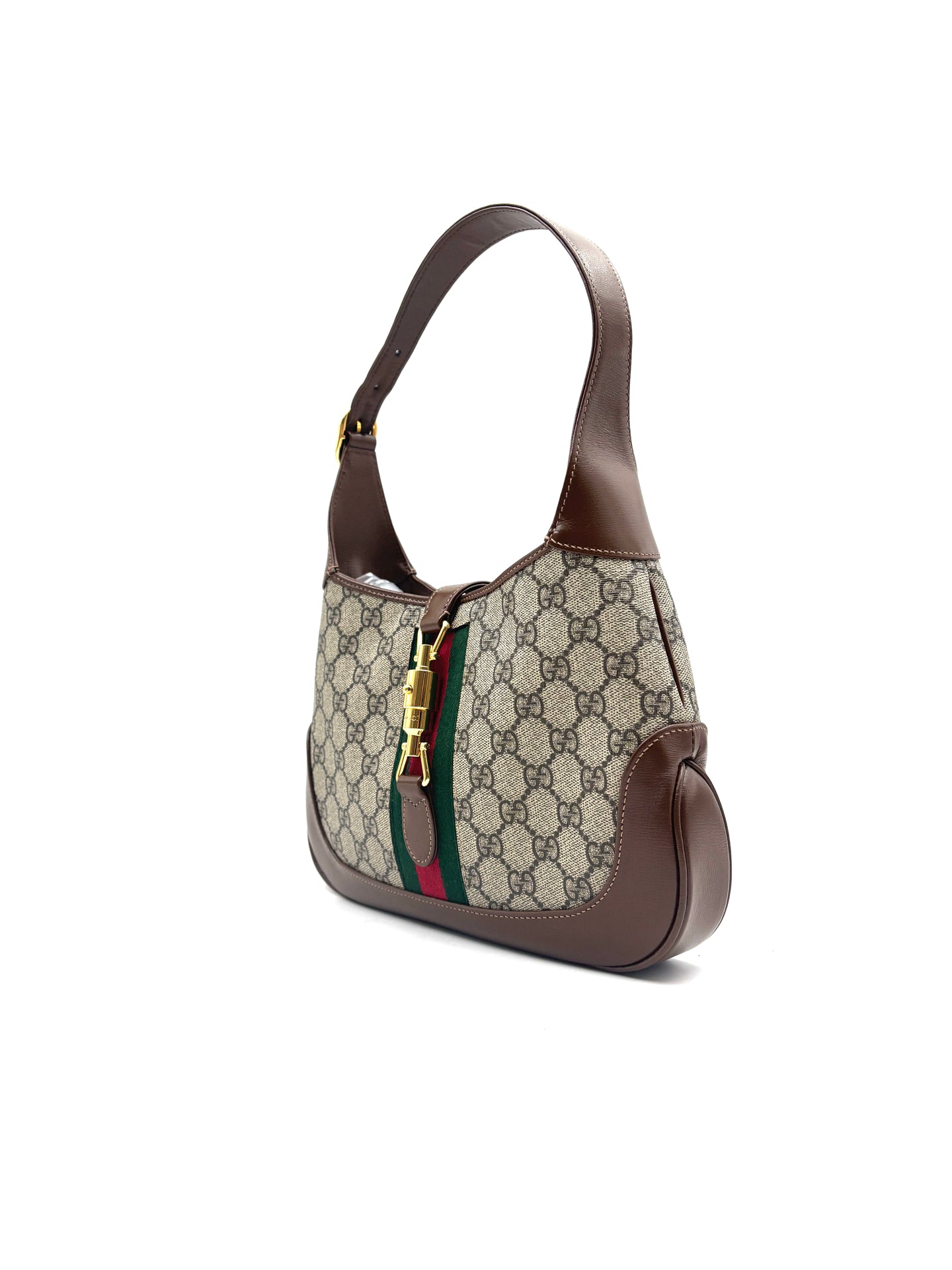Gucci - Jackie 1961 - GG Supreme canvas with leather trim - Ebony and Brown - (small)