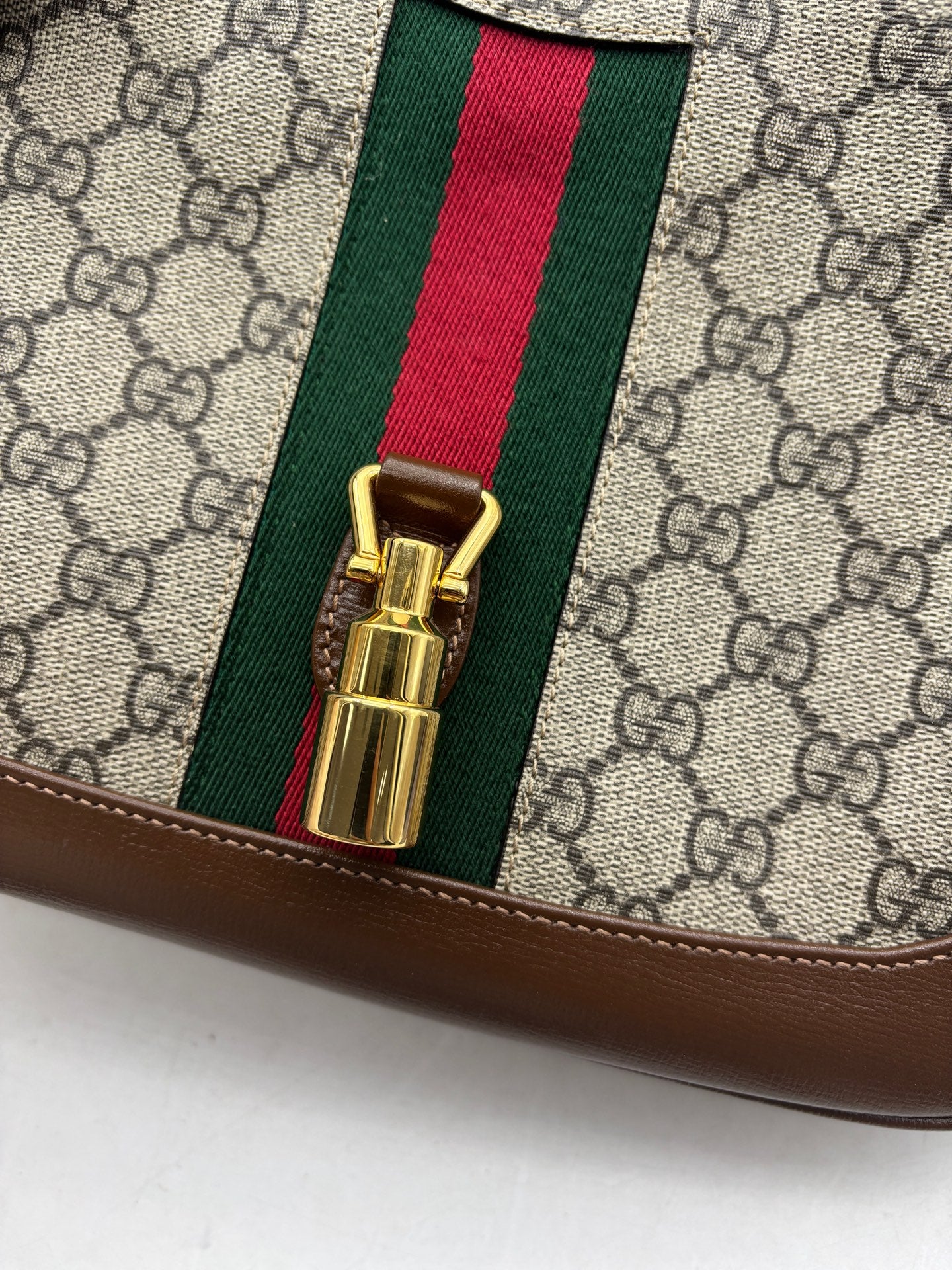 Gucci - Jackie 1961 - GG Supreme canvas with leather trim - Ebony and Brown - (small)