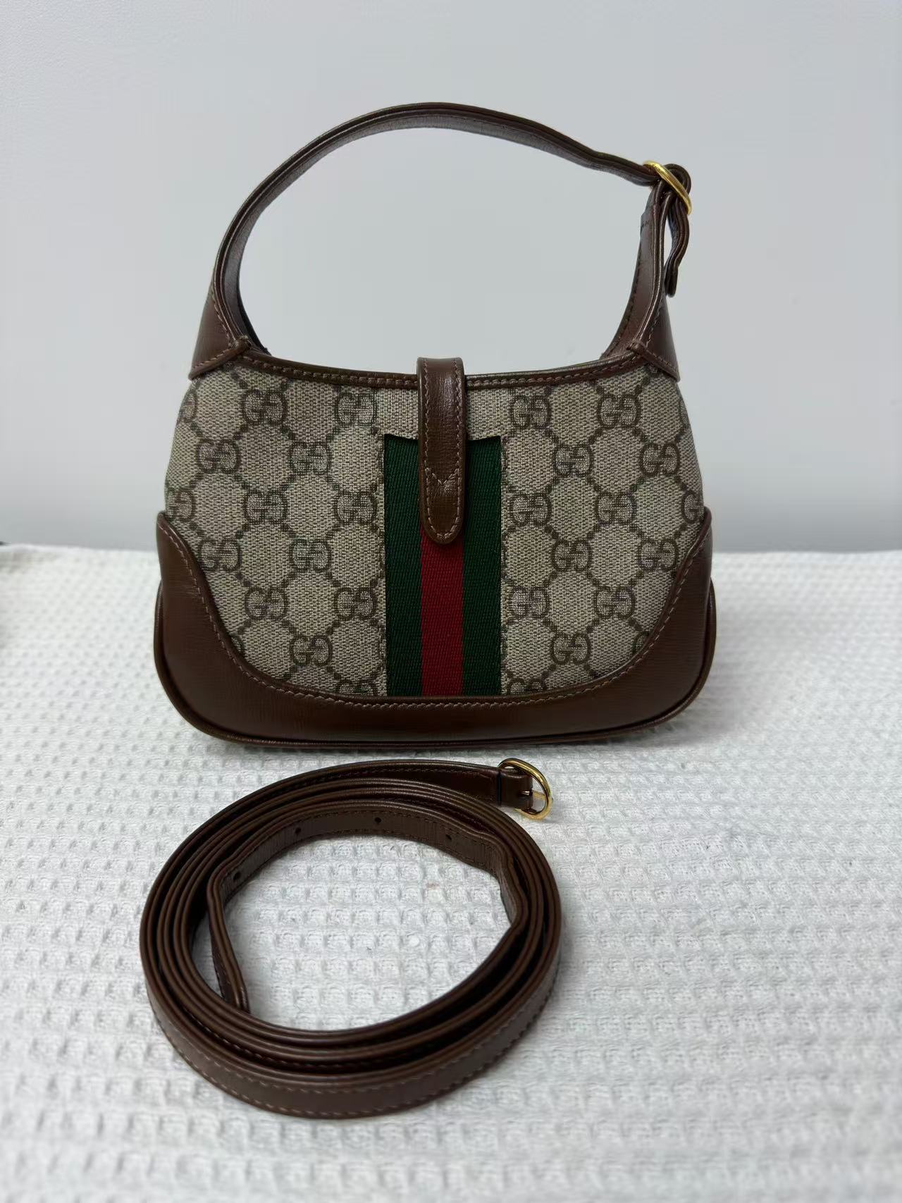 Gucci - Jackie 1961 Mini - GG Supreme canvas with leather trim - Beige and Brown - (mini)