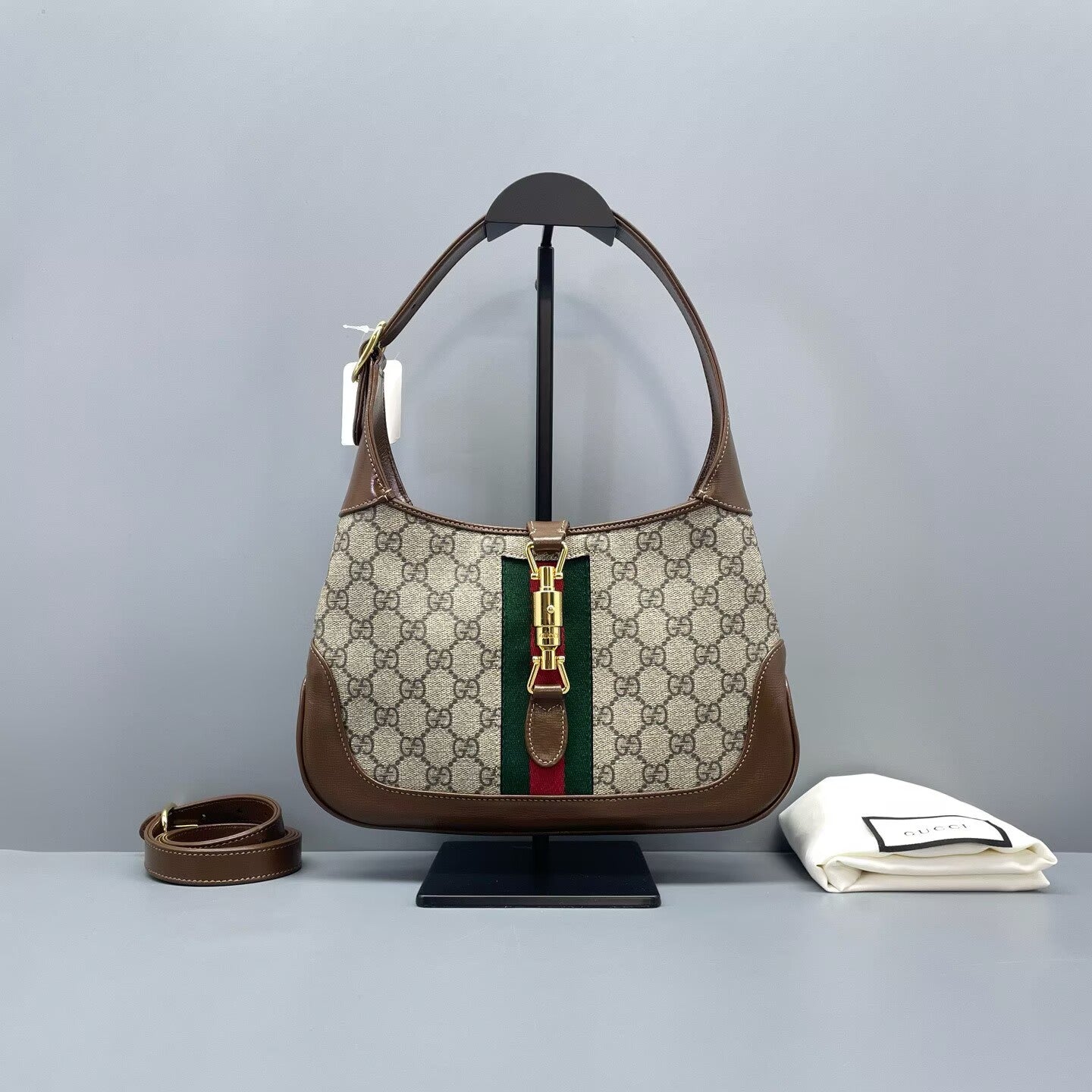 Gucci - Jackie 1961 Shoulder Bag - GG Supreme canvas with leather trim - Brown - (small)