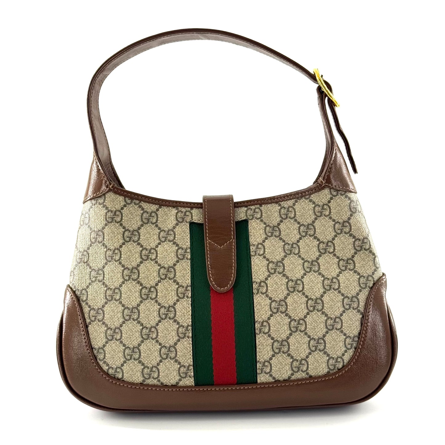 Gucci - Jackie - GG Supreme canvas with leather trim - Beige and Brown with Green and Red Web - (Small)