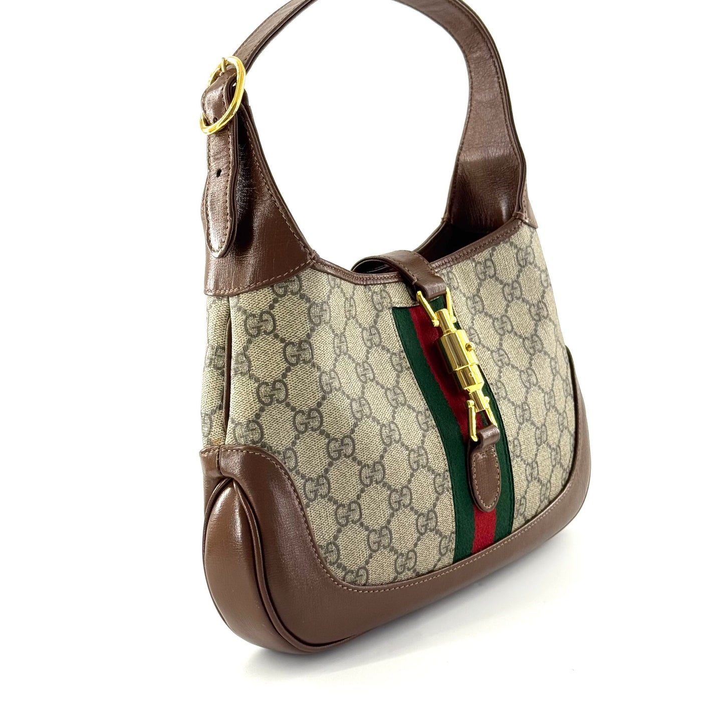 Gucci - Jackie - GG Supreme canvas with leather trim - Beige and Brown with Green and Red Web - (Small)