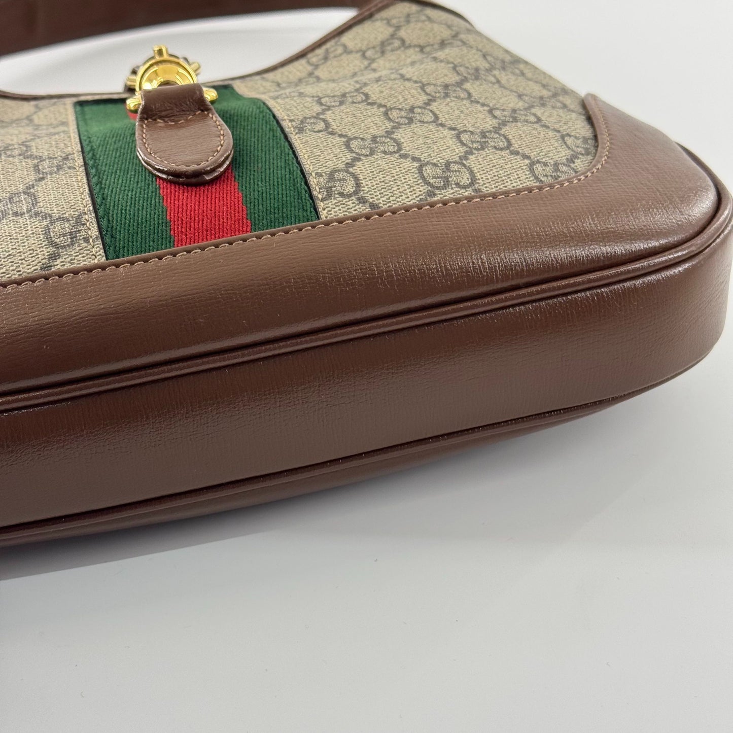 Gucci - Jackie - GG Supreme canvas with leather trim - Beige and Brown with Green and Red Web - (Small)