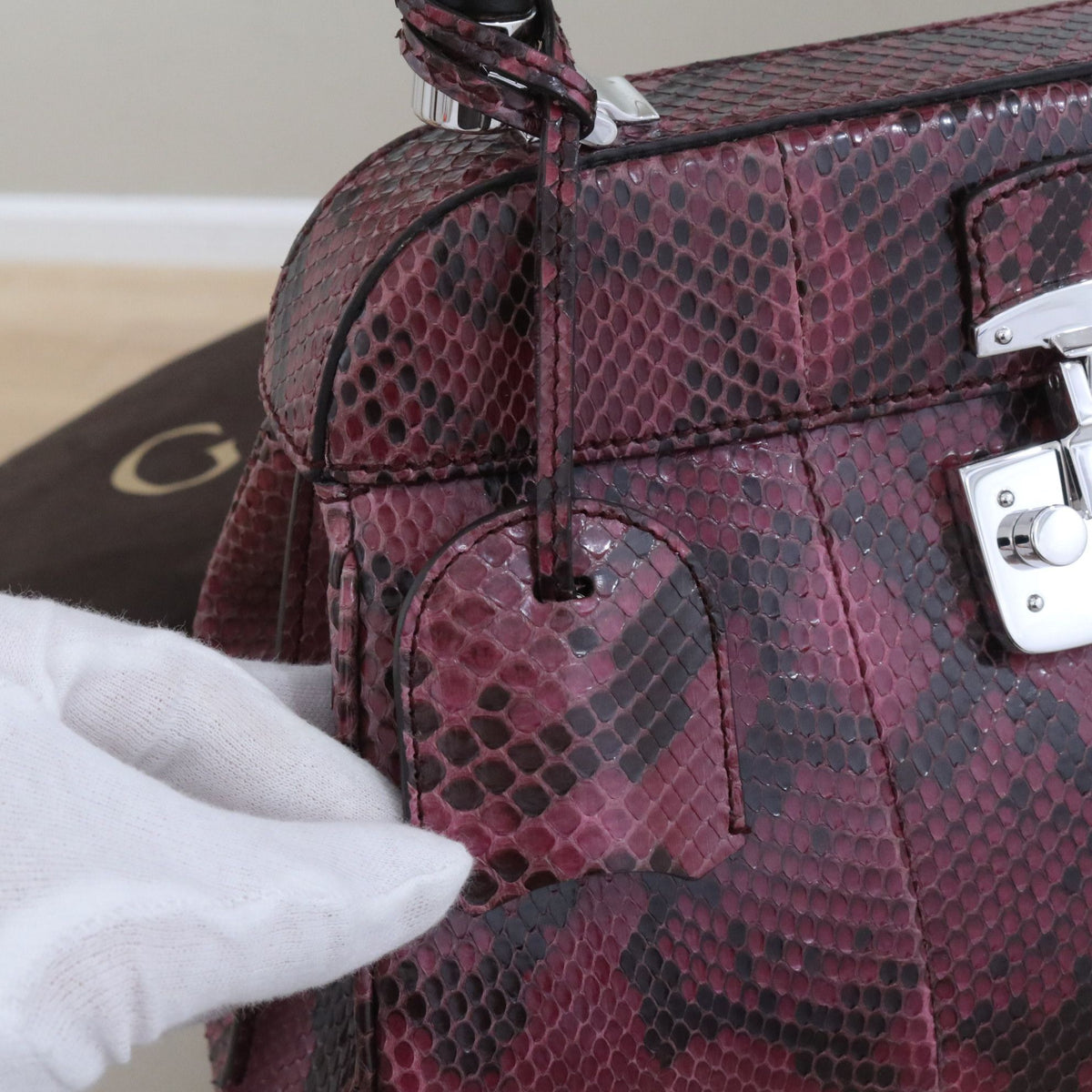 Gucci - Lady Lock - Exotic leathers - Python - Burgundy - (medium)