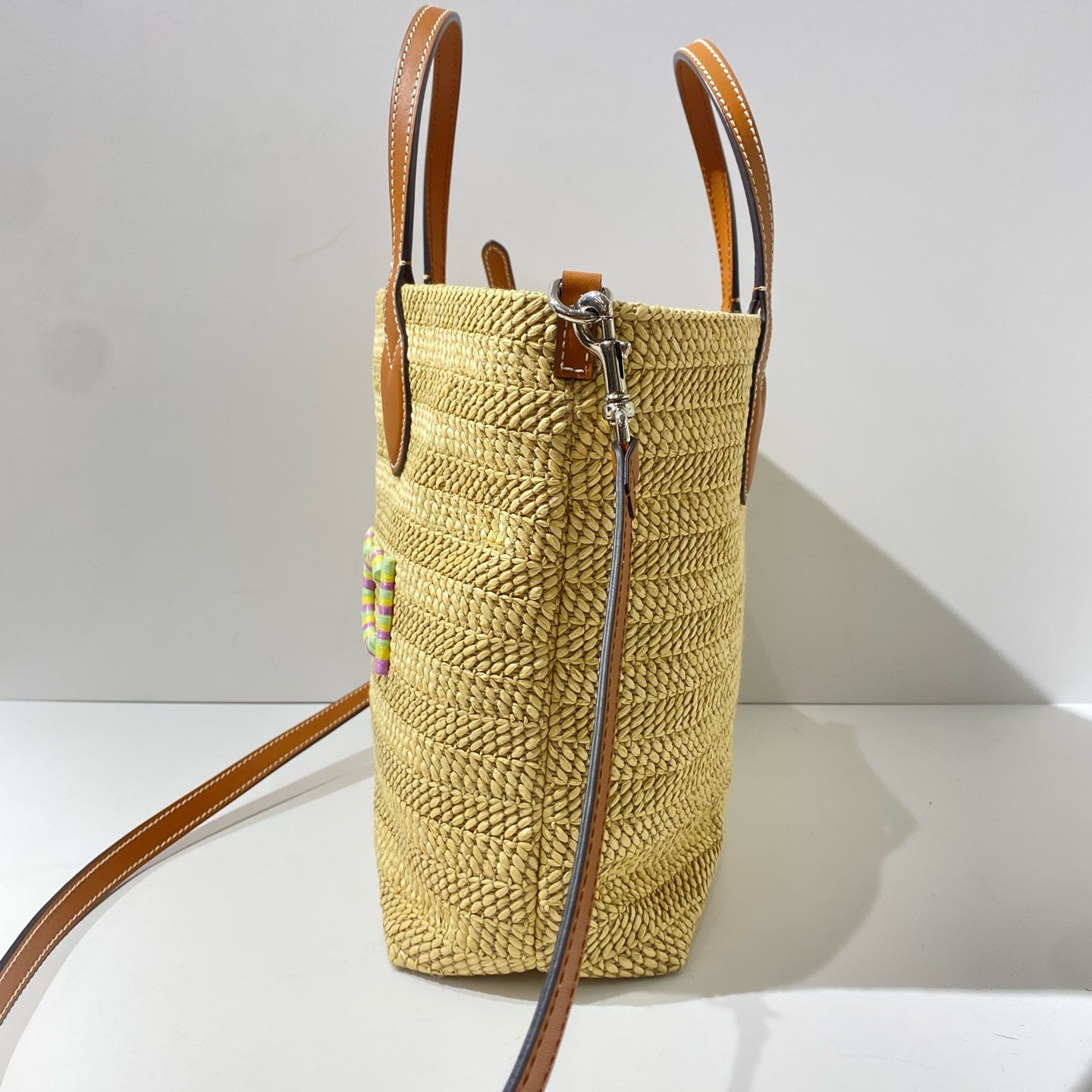 Gucci - Lido Raffia Woven Tote - Raffia with leather trim - Beige with brown trim and multicolour logo - (Medium)