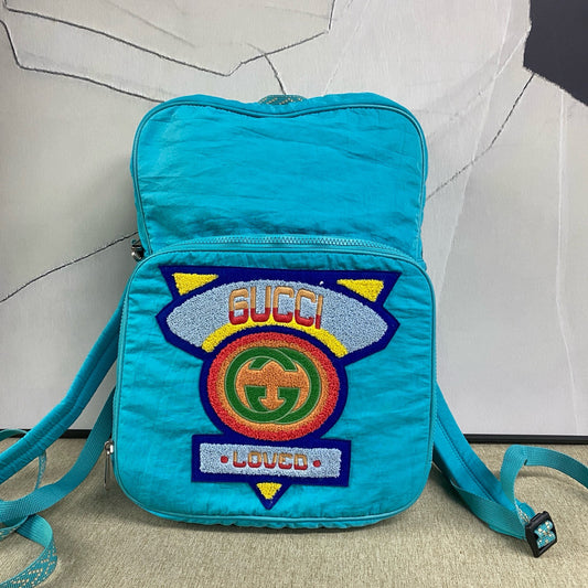 Gucci - Limited Edition Rainbow Badge Patchwork Backpack - Polyamide fabric with leather trim - Lake Green with Multicolour details - (medium)