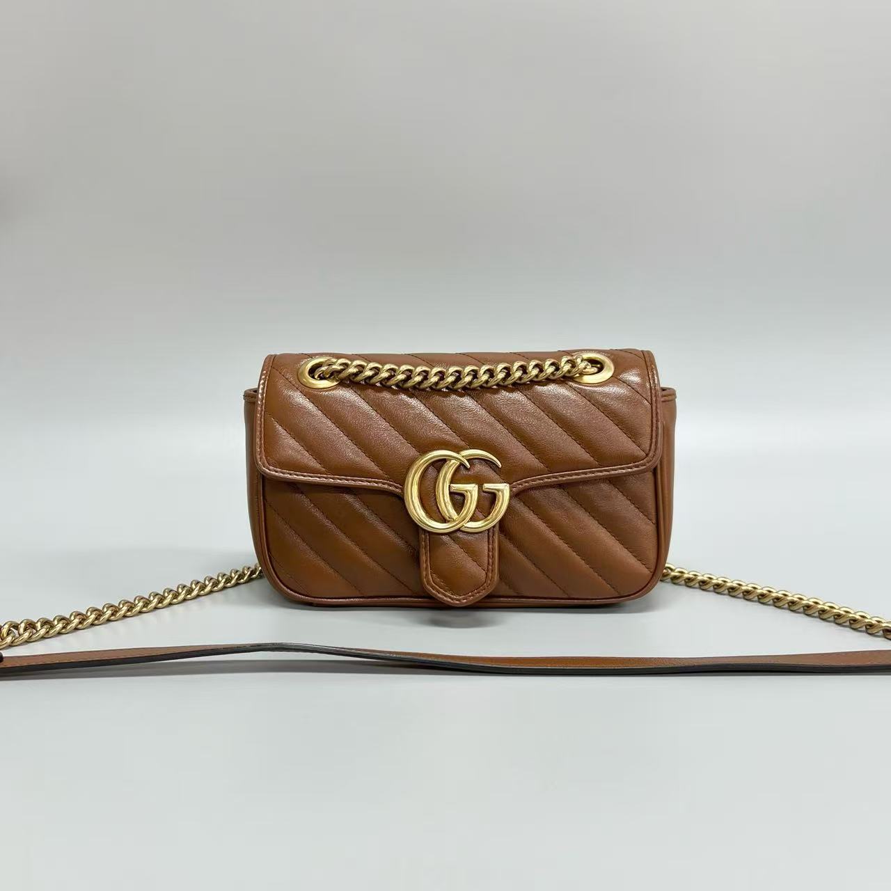 Gucci - Marmont 22 Chain Bag - Leather - Brown - (Small)