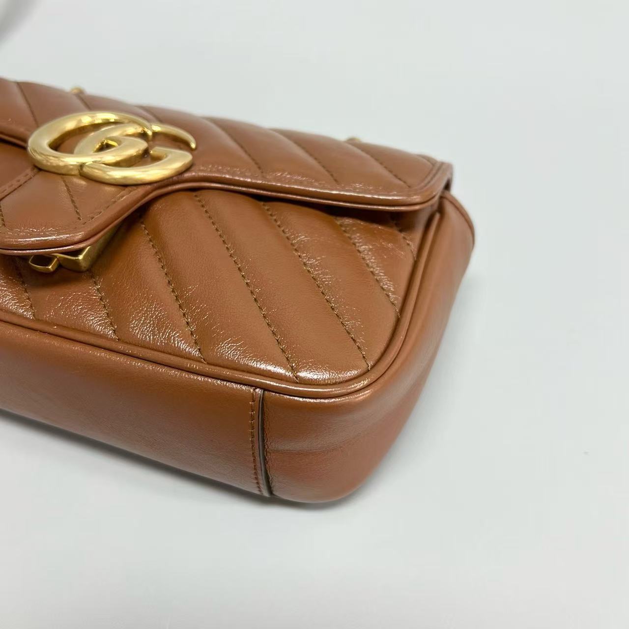 Gucci - Marmont 22 Chain Bag - Leather - Brown - (Small)