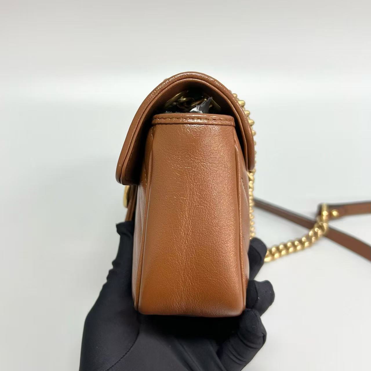 Gucci - Marmont 22 Chain Bag - Leather - Brown - (Small)