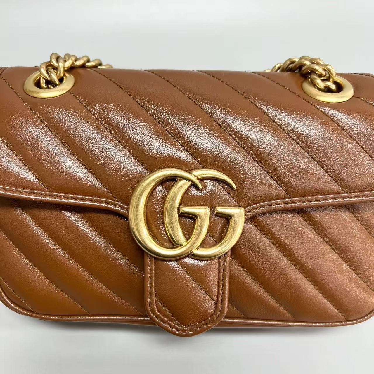 Gucci - Marmont 22 Chain Bag - Leather - Brown - (Small)