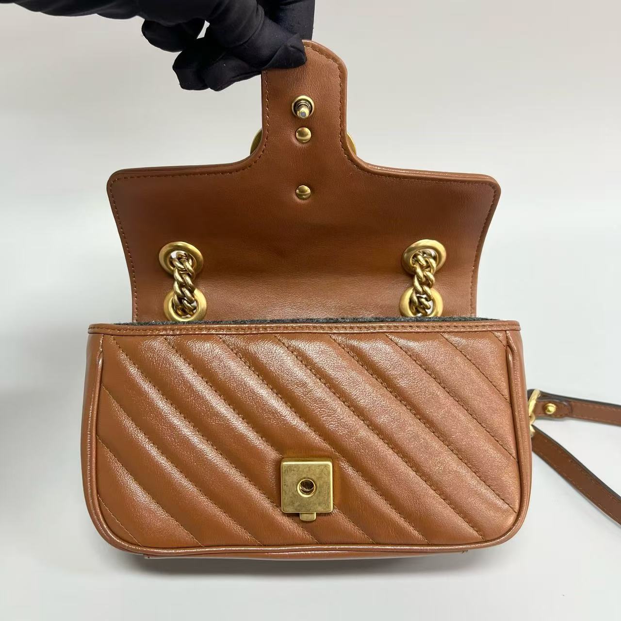 Gucci - Marmont 22 Chain Bag - Leather - Brown - (Small)