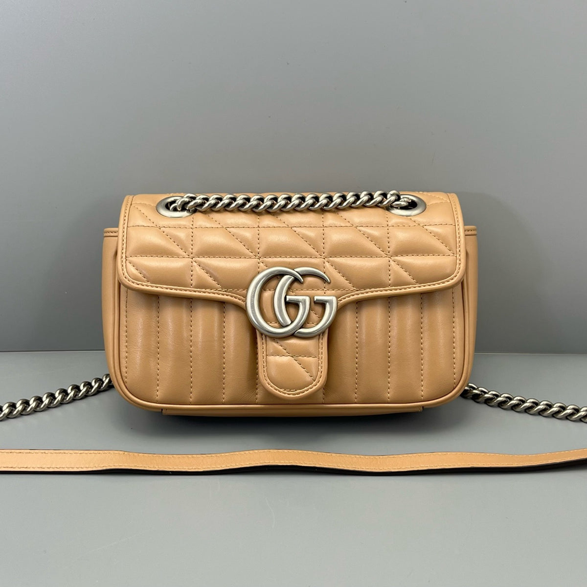 Gucci - Marmont 22 Chain Bag - Leather - Camel - (mini)