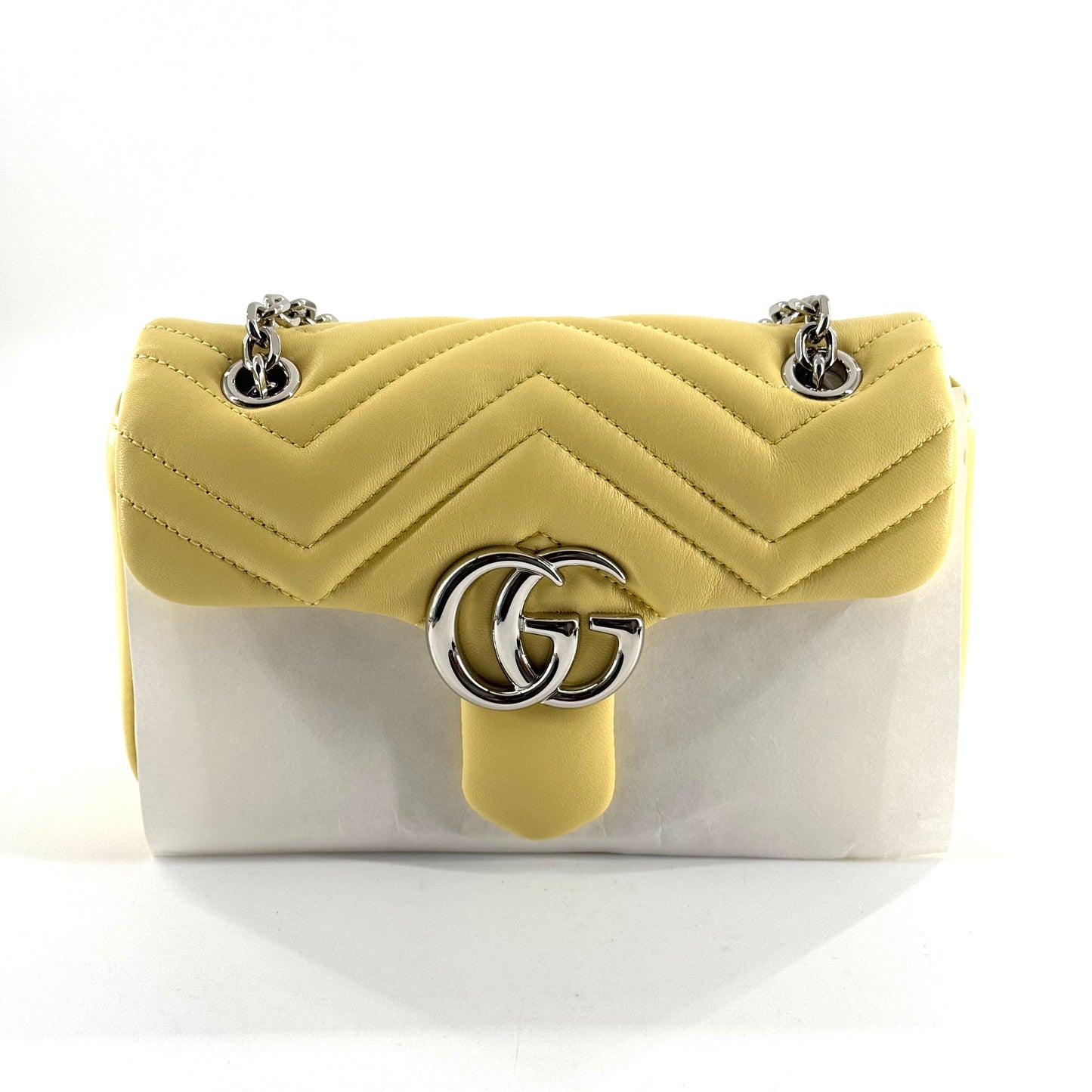 Gucci - Marmont 22 chain bag - Leather - Yellow - (Mini)