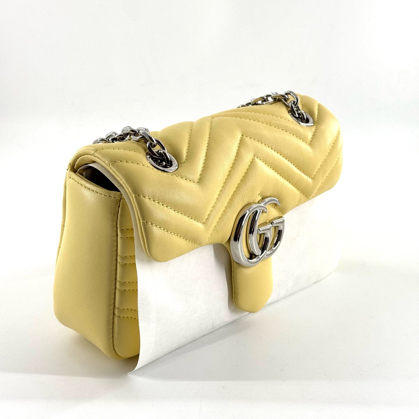 Gucci - Marmont 22 chain bag - Leather - Yellow - (Mini)