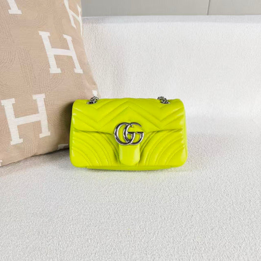 Gucci - Marmont 22 - Lambskin leather - Neon Green with Silver-Tone Hardware - (mini)