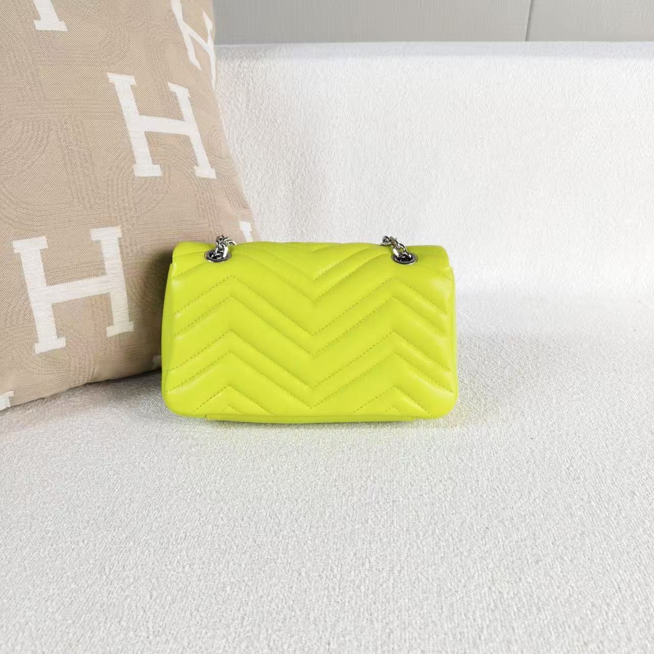 Gucci - Marmont 22 - Lambskin leather - Neon Green with Silver-Tone Hardware - (mini)