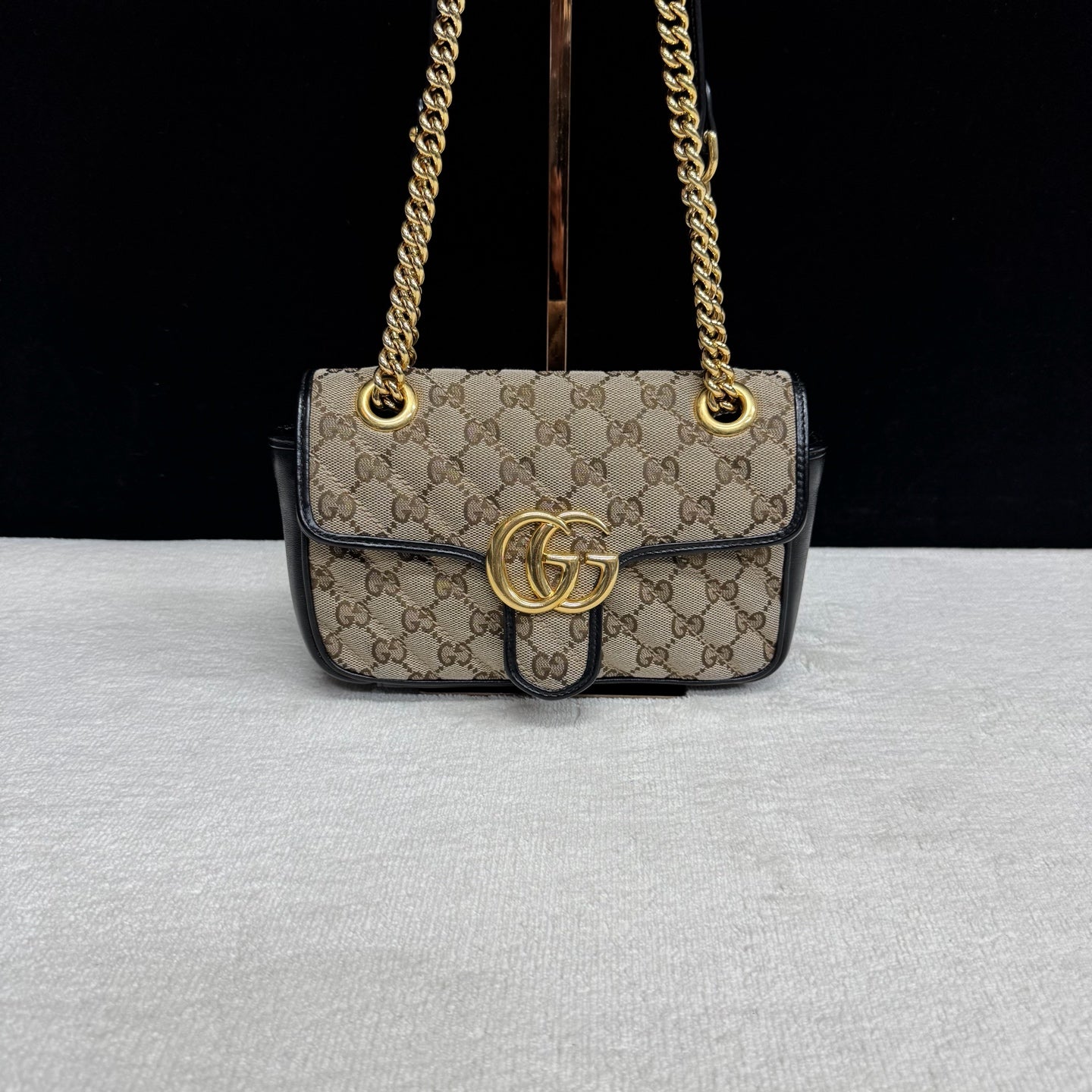 Gucci - Marmont 22 - Monogram canvas with leather trim - Beige and Black - (mini)