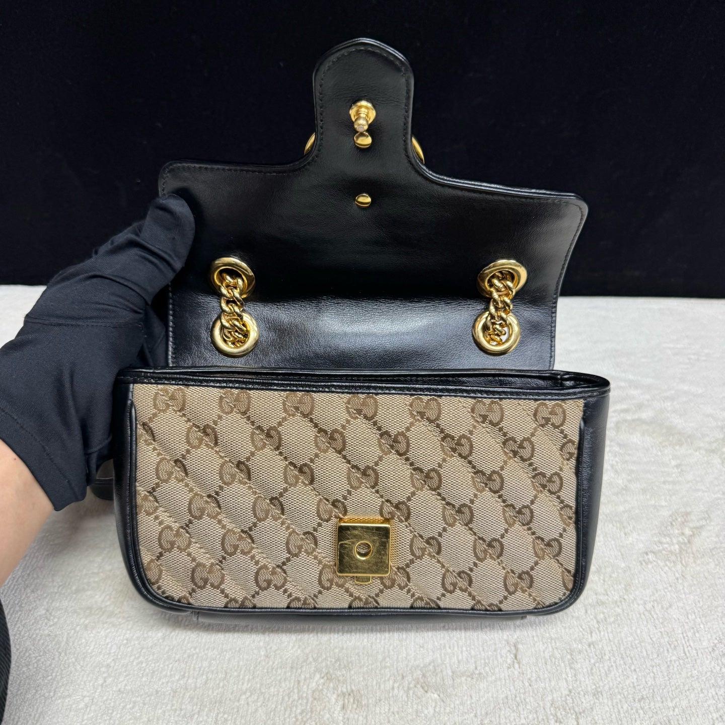 Gucci - Marmont 22 - Monogram canvas with leather trim - Beige and Black - (mini)