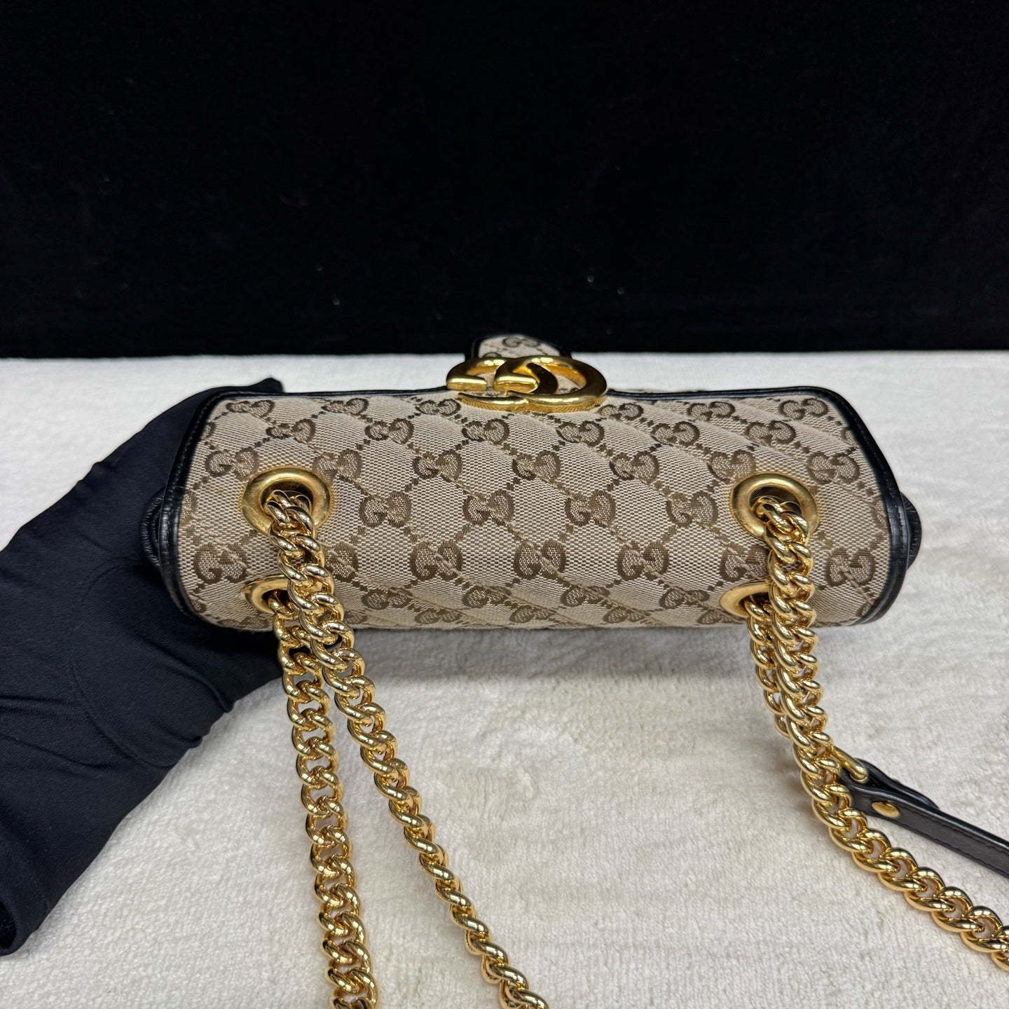 Gucci - Marmont 22 - Monogram canvas with leather trim - Beige and Black - (mini)