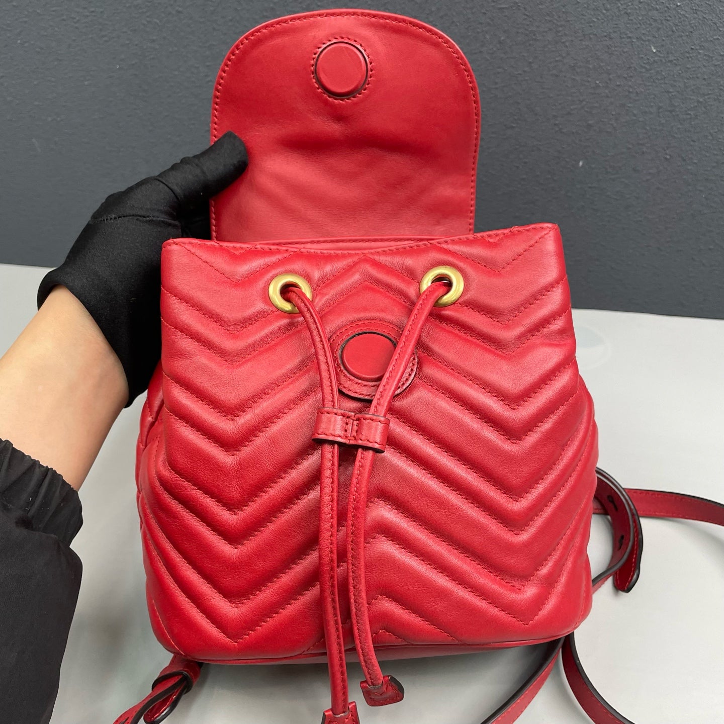 Gucci - Marmont Backpack - Leather - Red - (Mini)