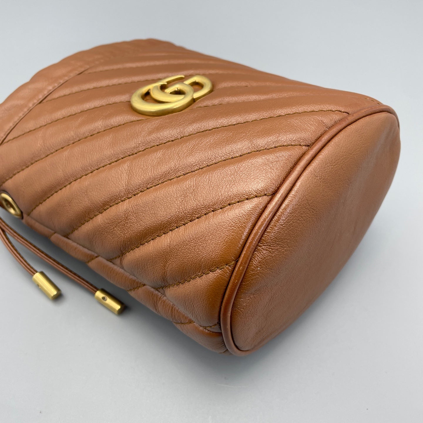 Gucci - Marmont bucket bag - Leather - Camel - (small)