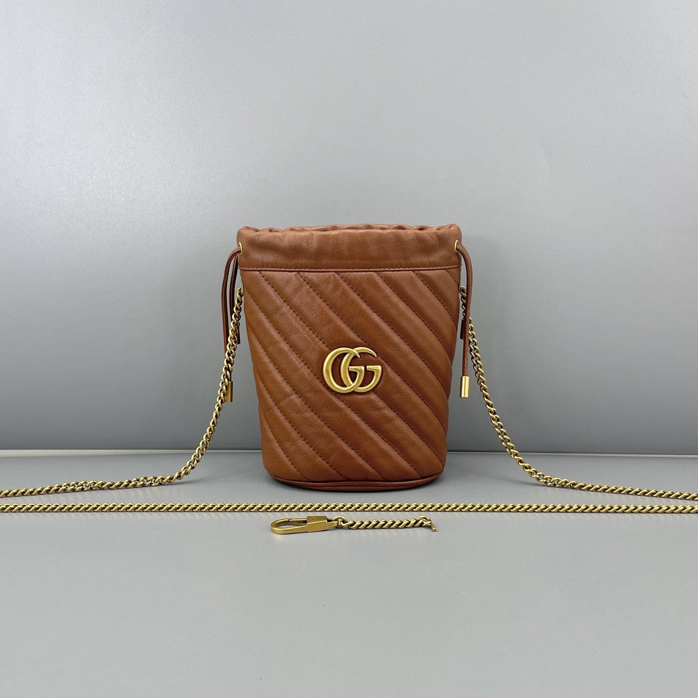 Gucci - Marmont bucket bag - Leather - Camel - (small)