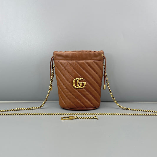 Gucci - Marmont bucket bag - Leather - Camel - (small)