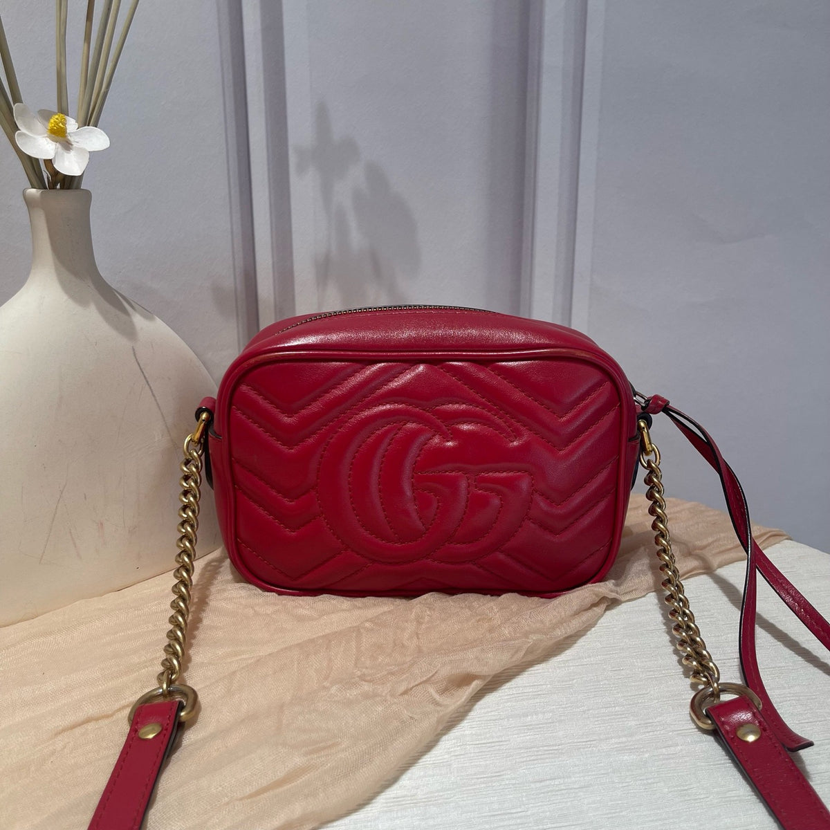Gucci - Marmont camera bag - Leather - Red - (small)