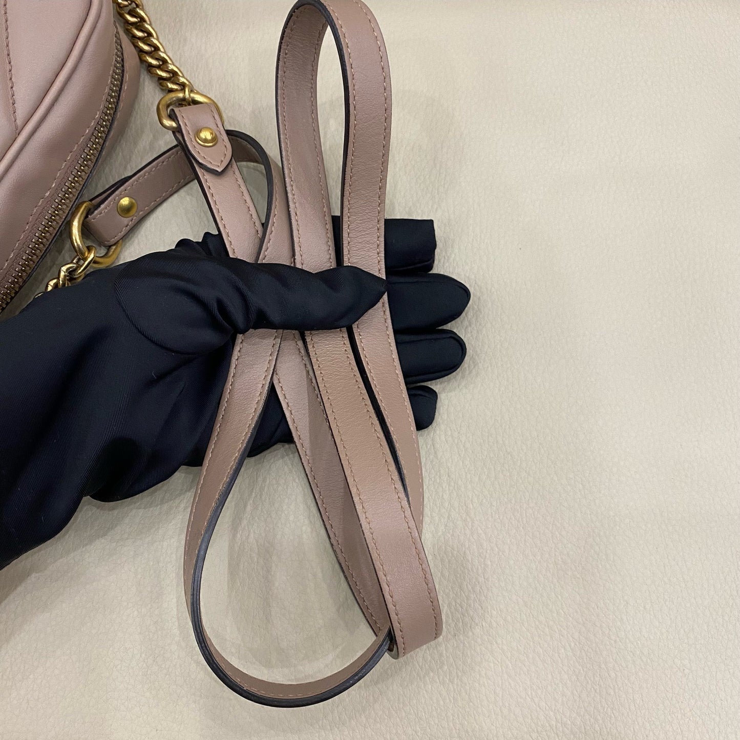 Gucci - Marmont Camera Bag Small - Leather - Beige - (small)