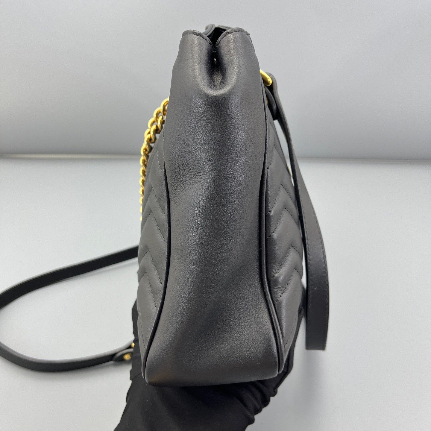 Gucci - Marmont Chain Shoulder Bag - Leather - Black - (medium)