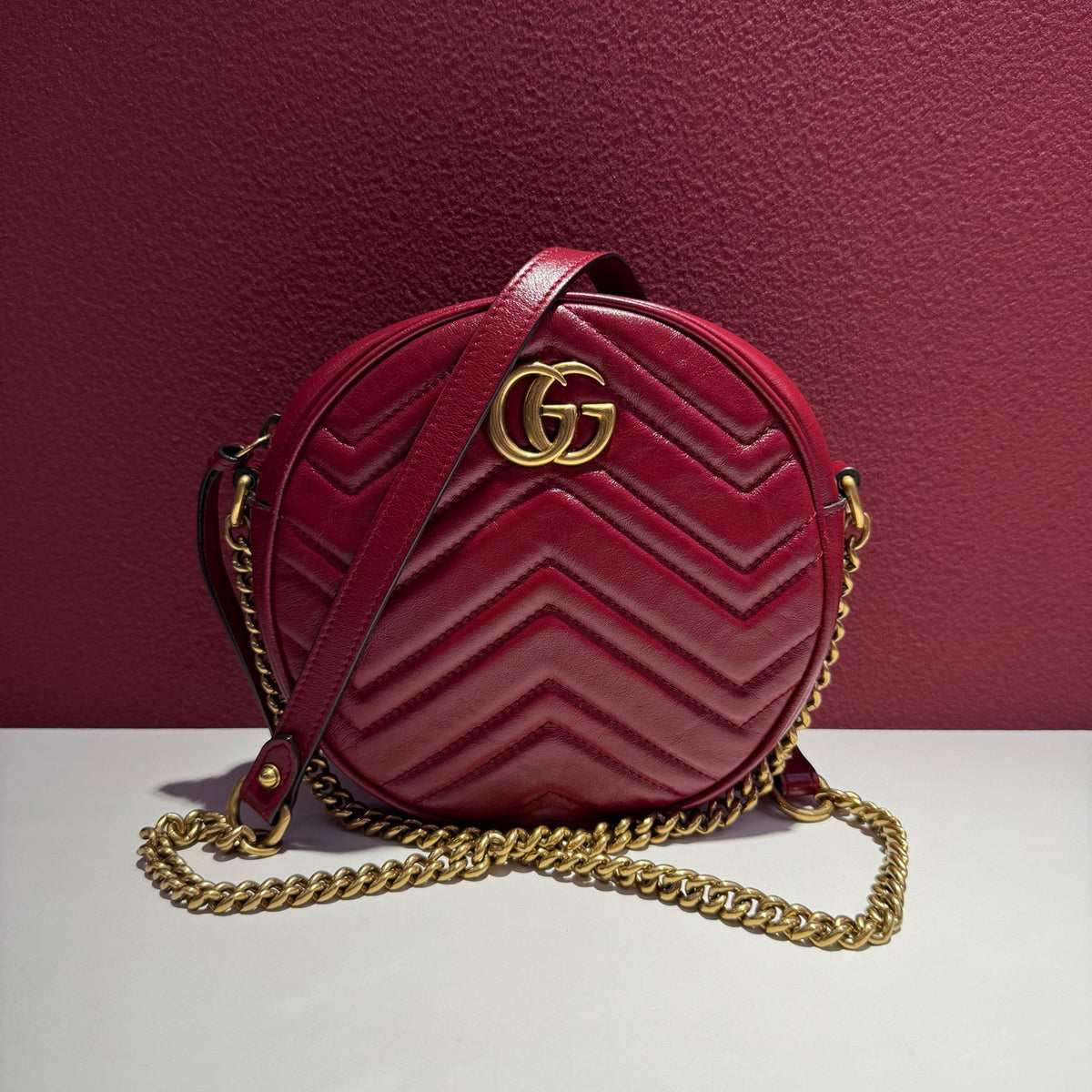 Gucci - Marmont Circle Bag - Leather - Red - (mini)