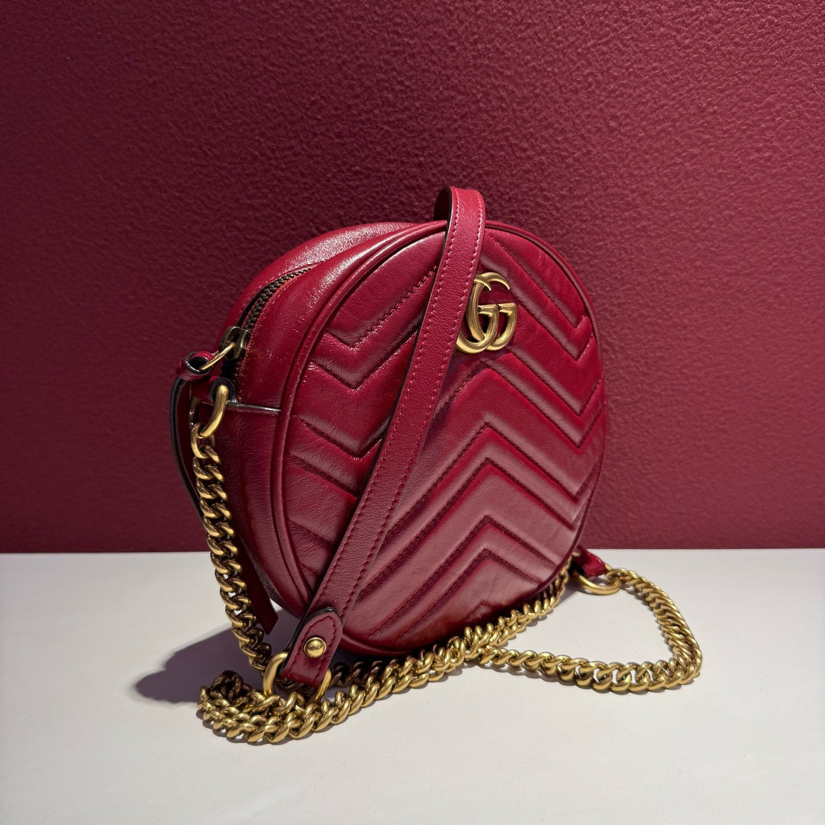 Gucci - Marmont Circle Bag - Leather - Red - (mini)
