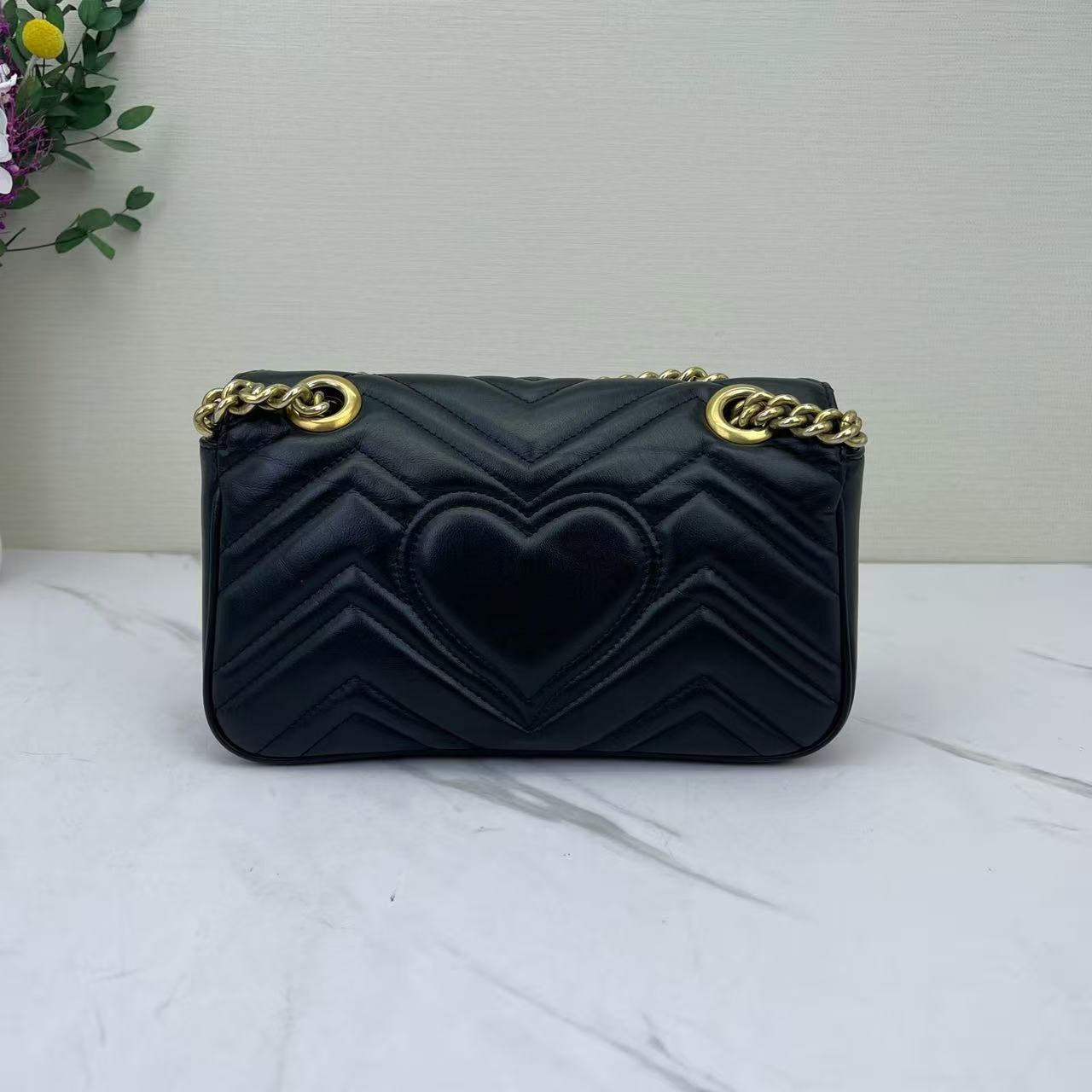 Gucci - Marmont - Cowhide leather - Black with Gold-Tone Hardware - (mini)