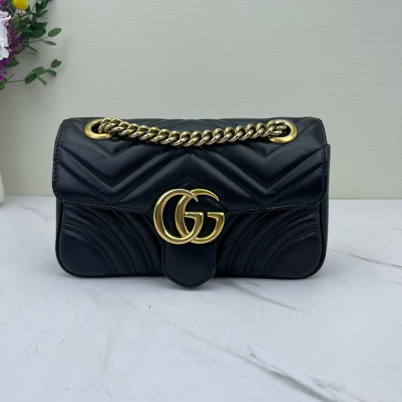 Gucci - Marmont - Cowhide leather - Black with Gold-Tone Hardware - (mini)