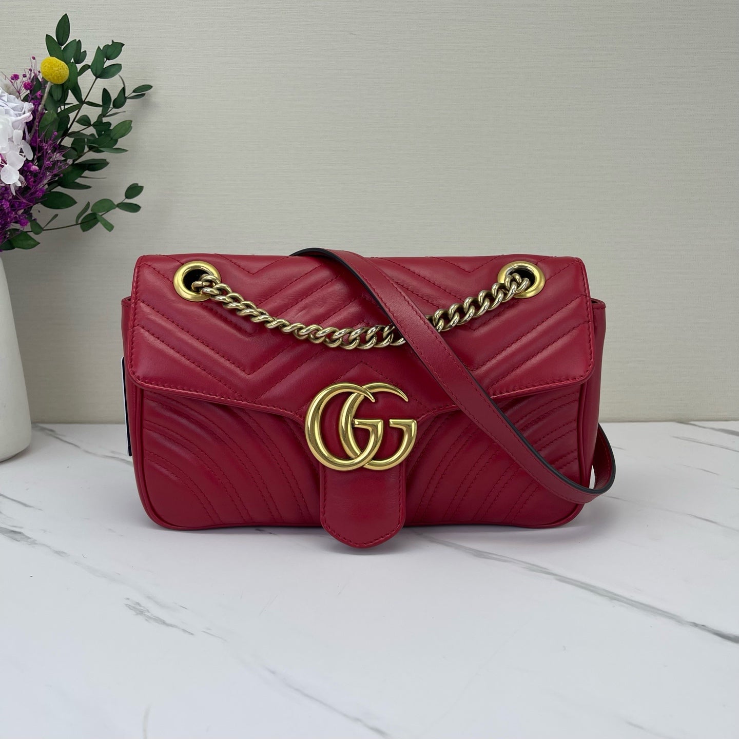 Gucci - Marmont - Cowhide leather - Red with Gold-Tone Hardware - (medium)