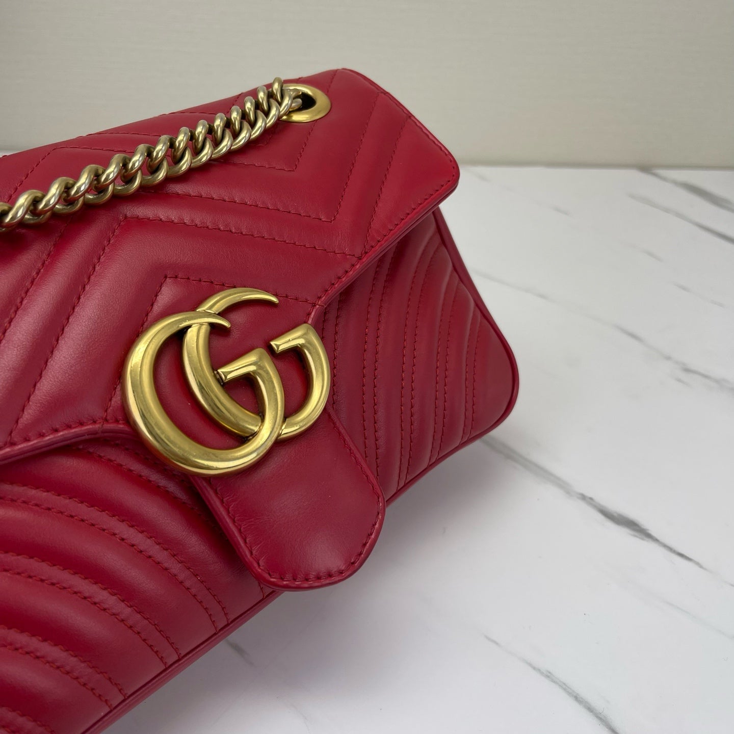Gucci - Marmont - Cowhide leather - Red with Gold-Tone Hardware - (medium)
