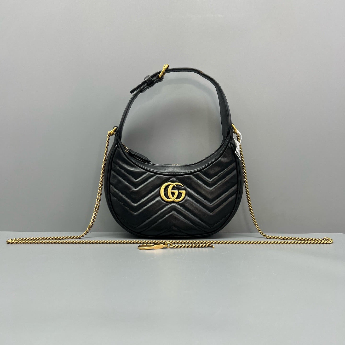 Gucci - Marmont Crescent Shoulder Bag - Leather - Black - (mini)