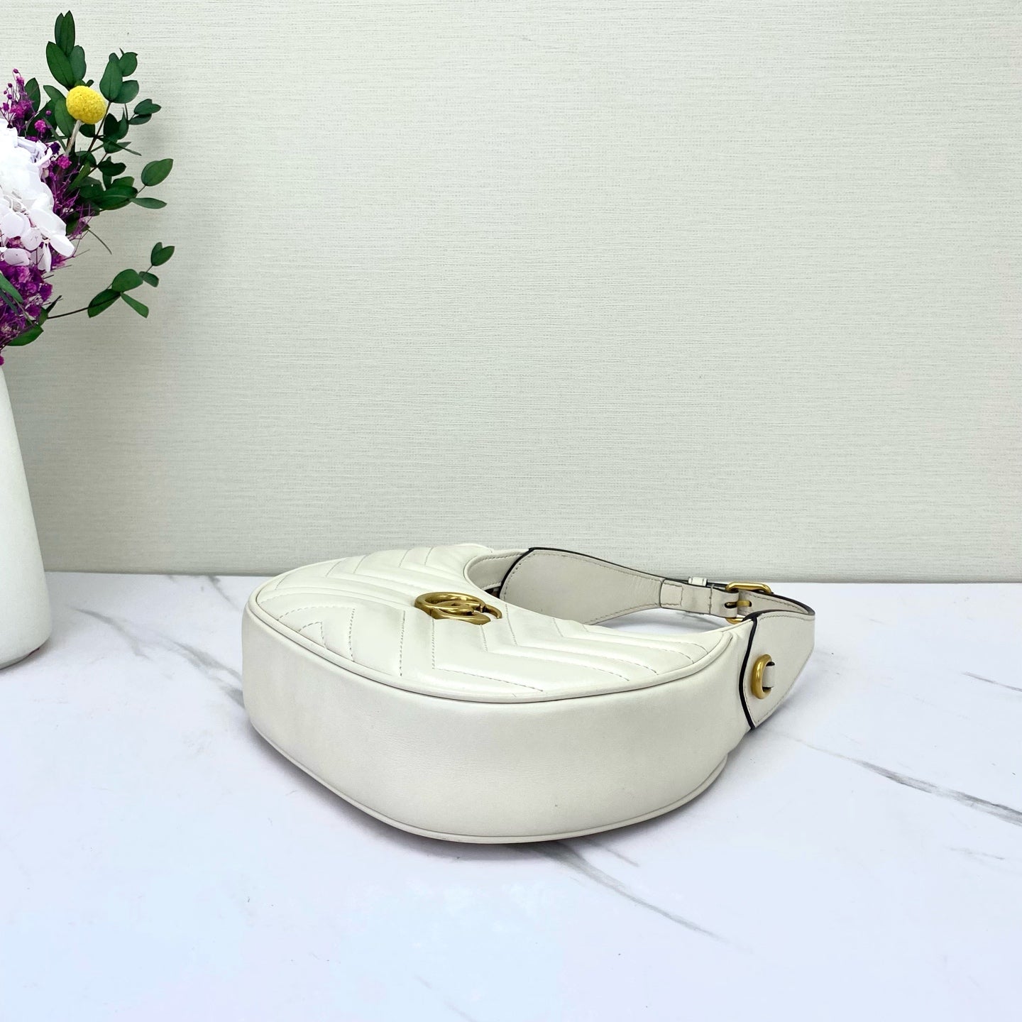 Gucci - Marmont Crescent Shoulder Bag - Leather - White - (mini)