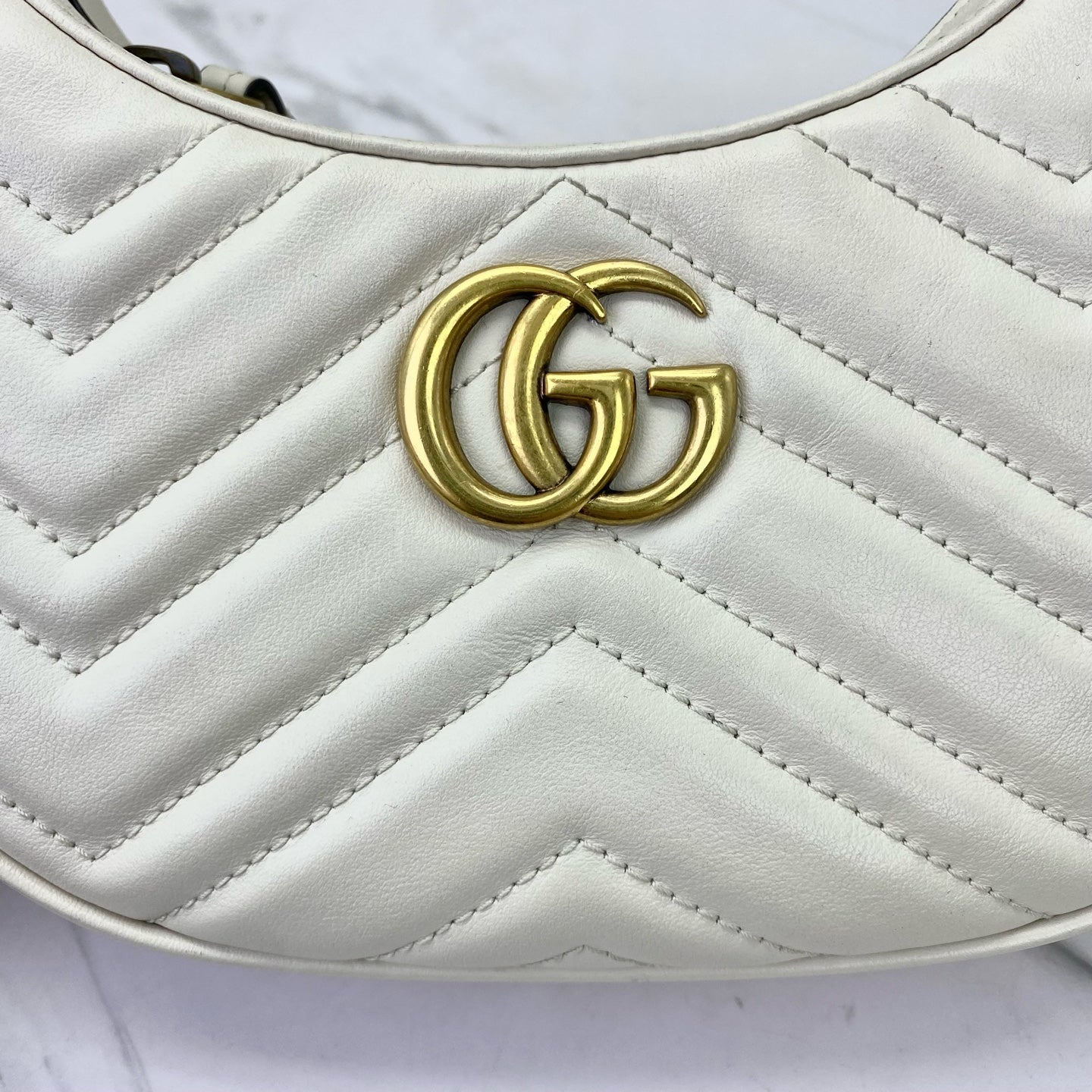 Gucci - Marmont Crescent Shoulder Bag - Leather - White - (mini)