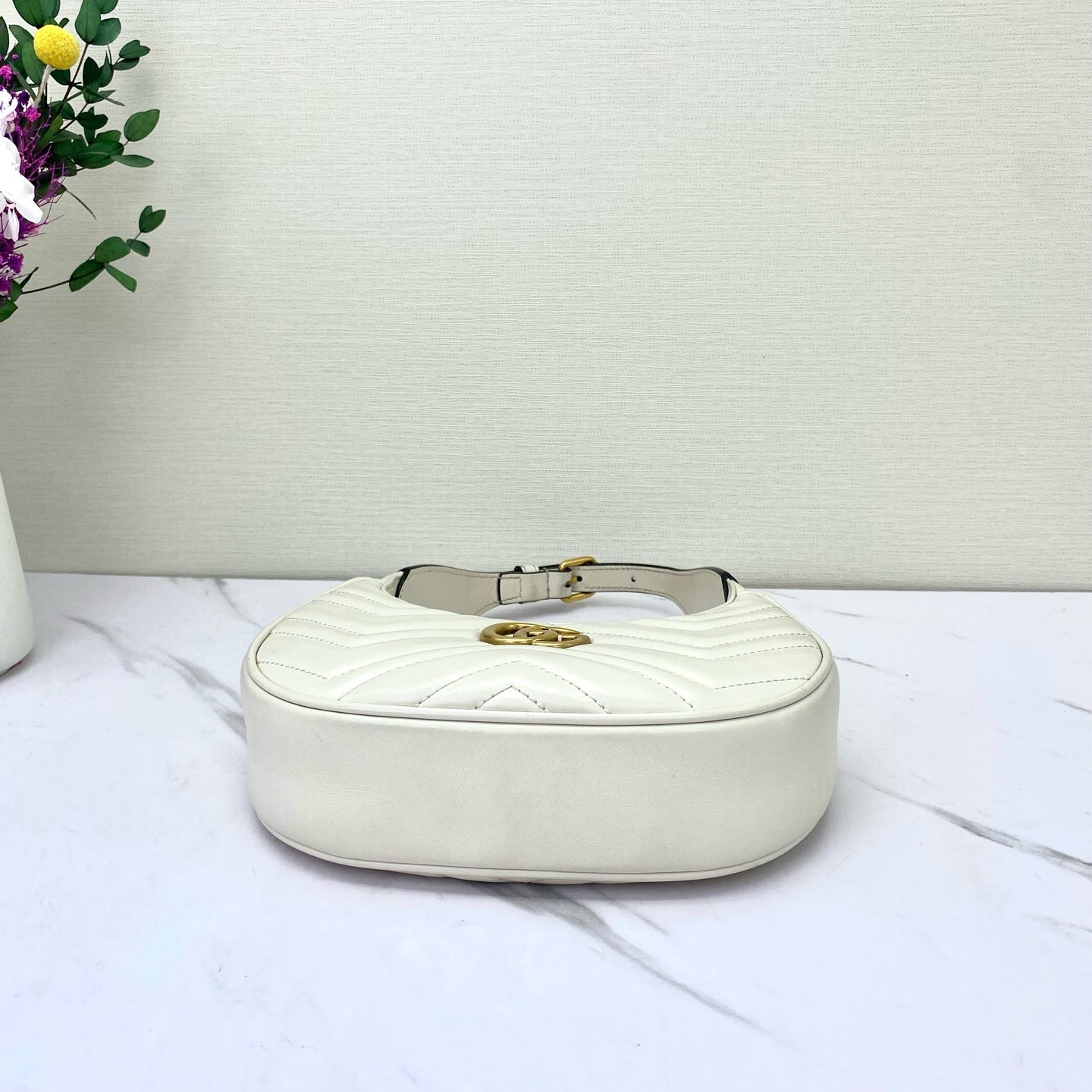 Gucci - Marmont Crescent Shoulder Bag - Leather - White - (mini)