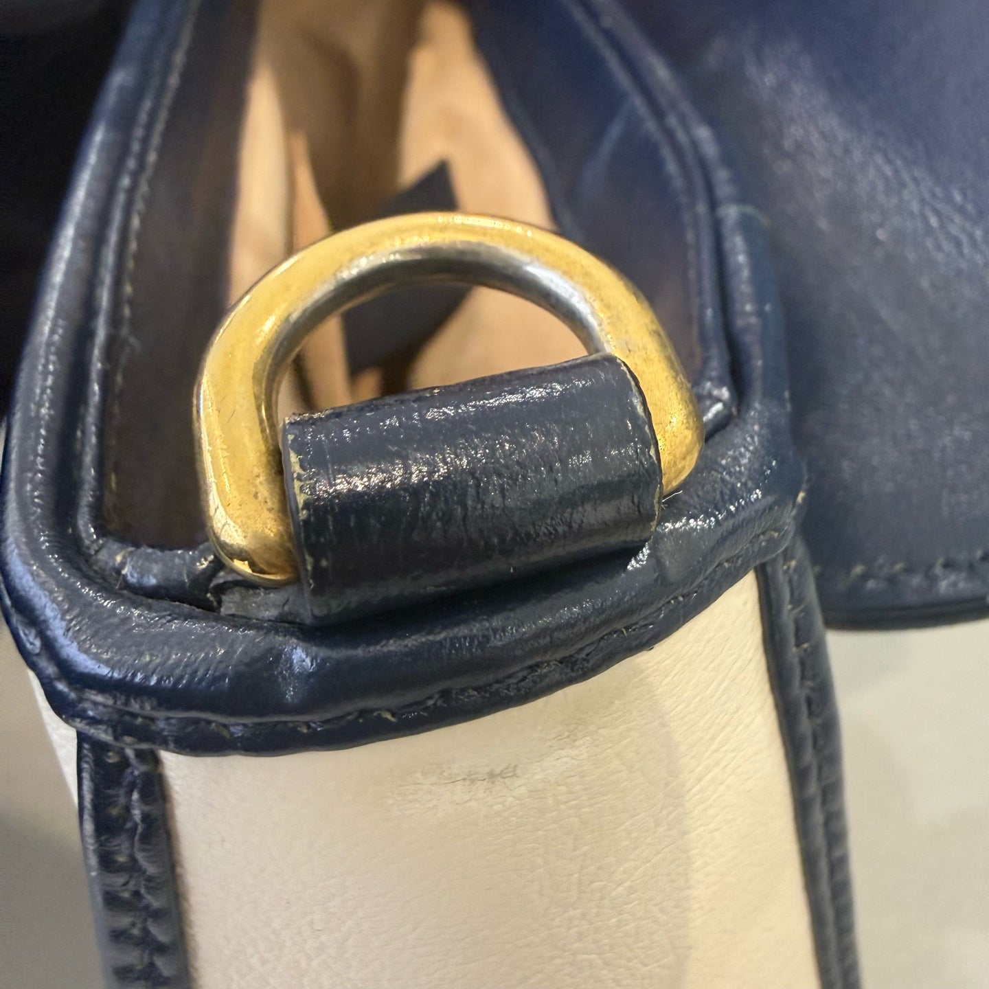Gucci - Marmont - Genuine leather - Off-white and Navy Blue - (small)