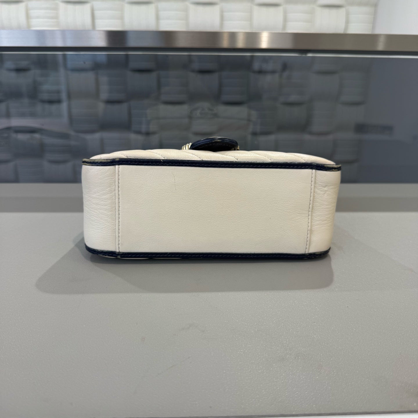 Gucci - Marmont - Genuine leather - Off-white and Navy Blue - (small)