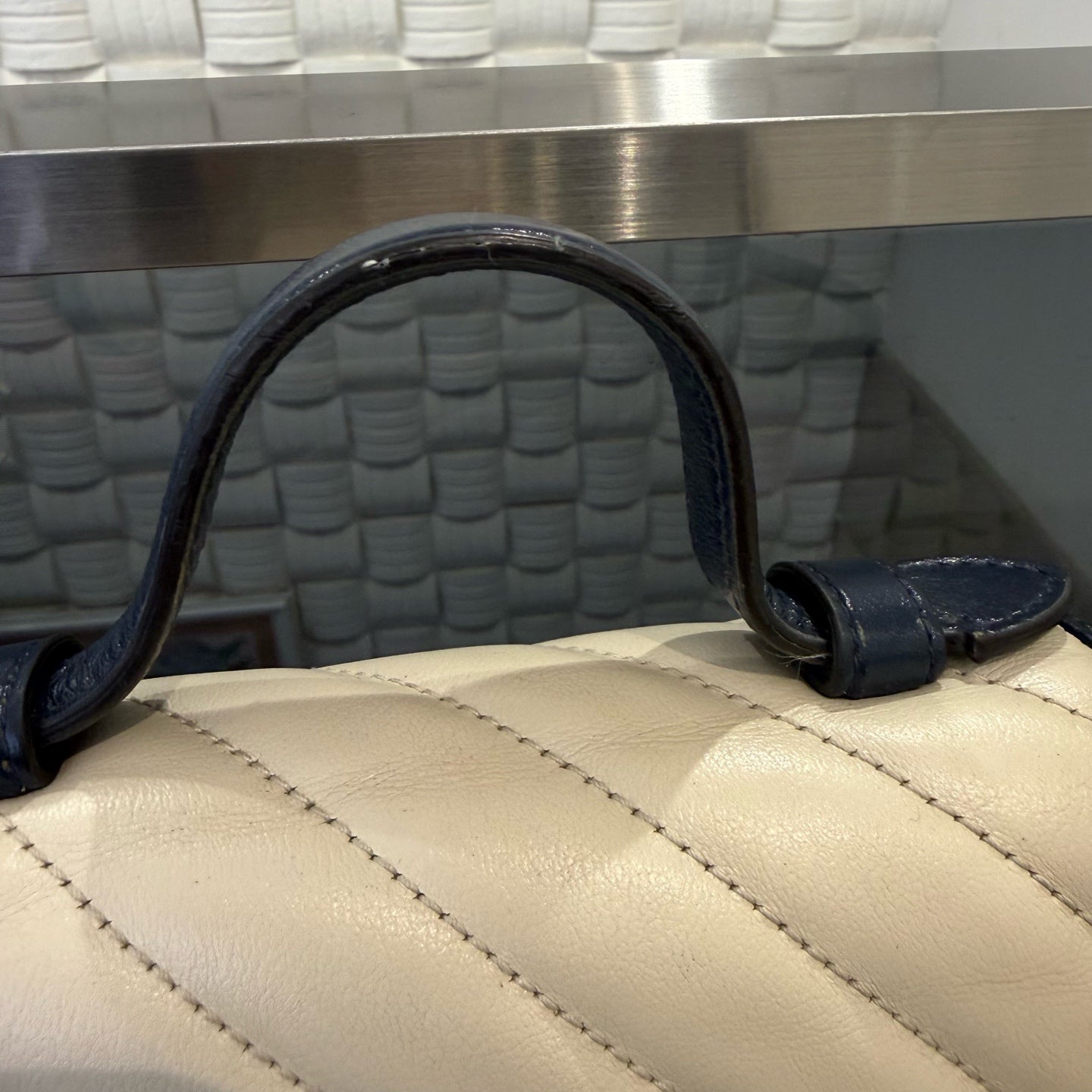 Gucci - Marmont - Genuine leather - Off-white and Navy Blue - (small)