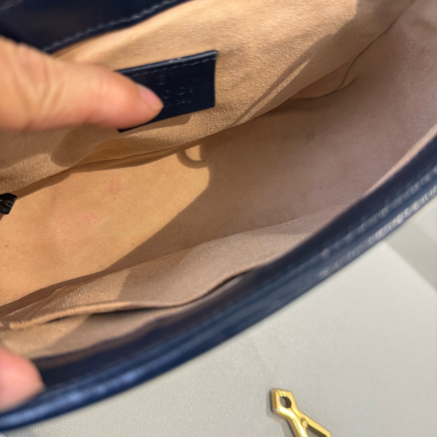 Gucci - Marmont - Genuine leather - Off-white and Navy Blue - (small)