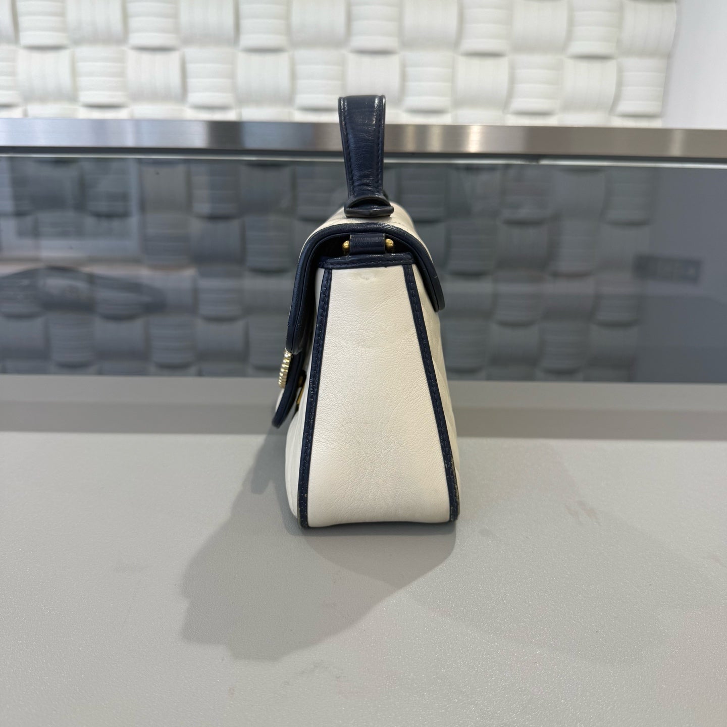 Gucci - Marmont - Genuine leather - Off-white and Navy Blue - (small)