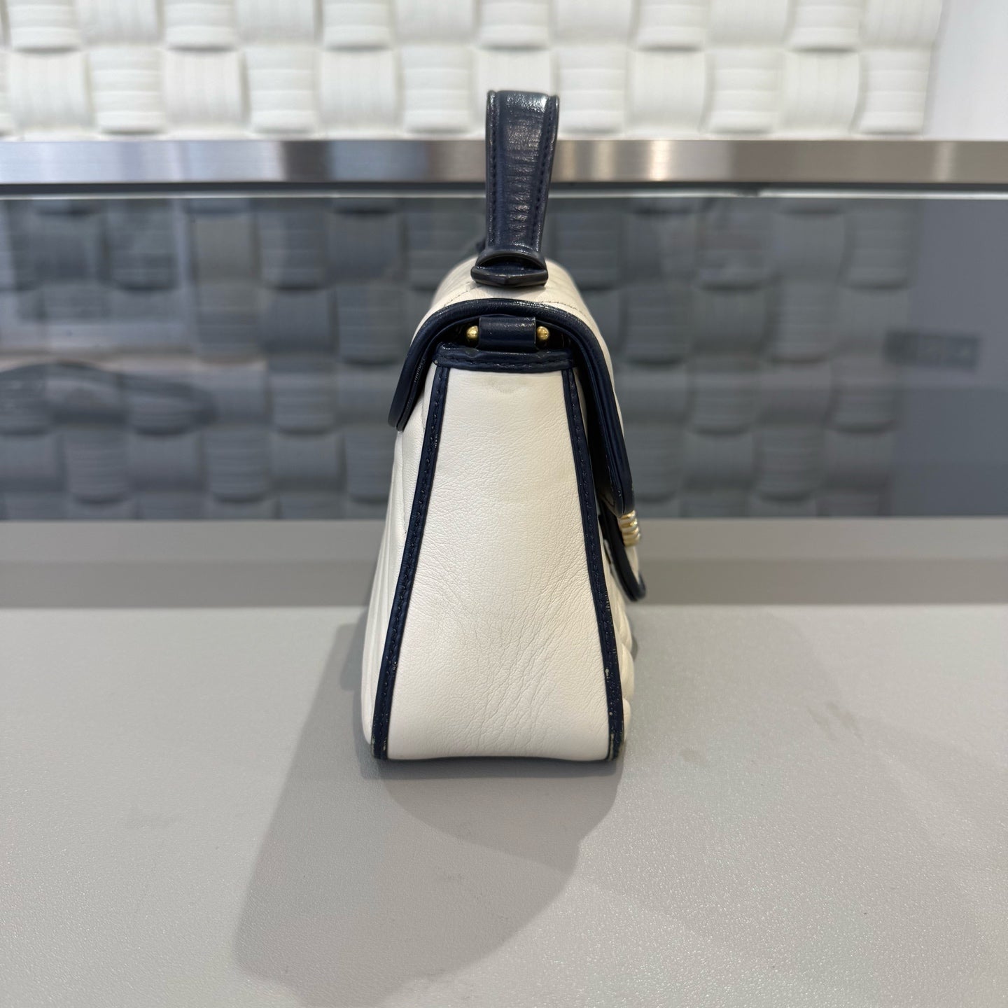 Gucci - Marmont - Genuine leather - Off-white and Navy Blue - (small)